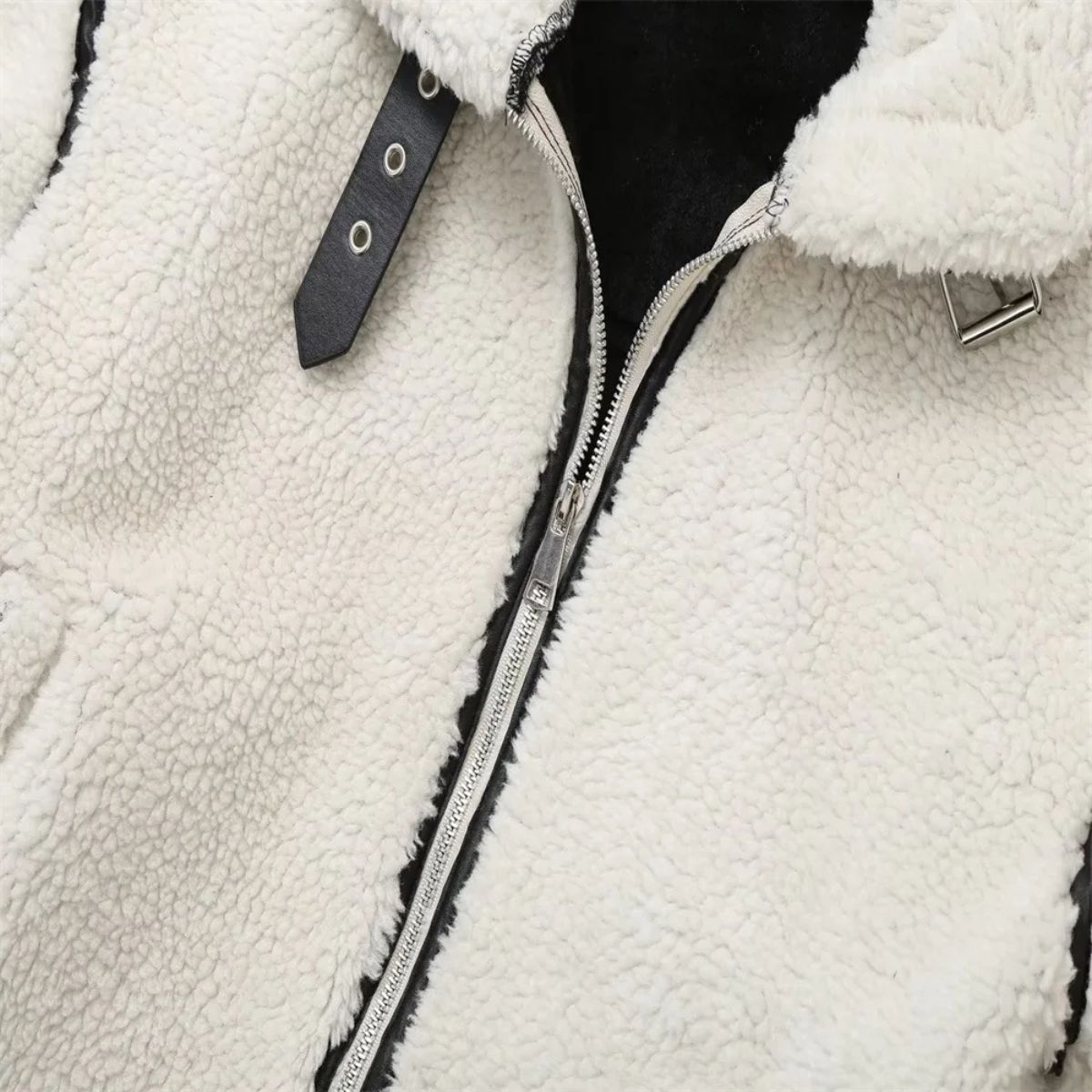 White Teddy Fleece Jacket – Zip Up Sherpa Coat