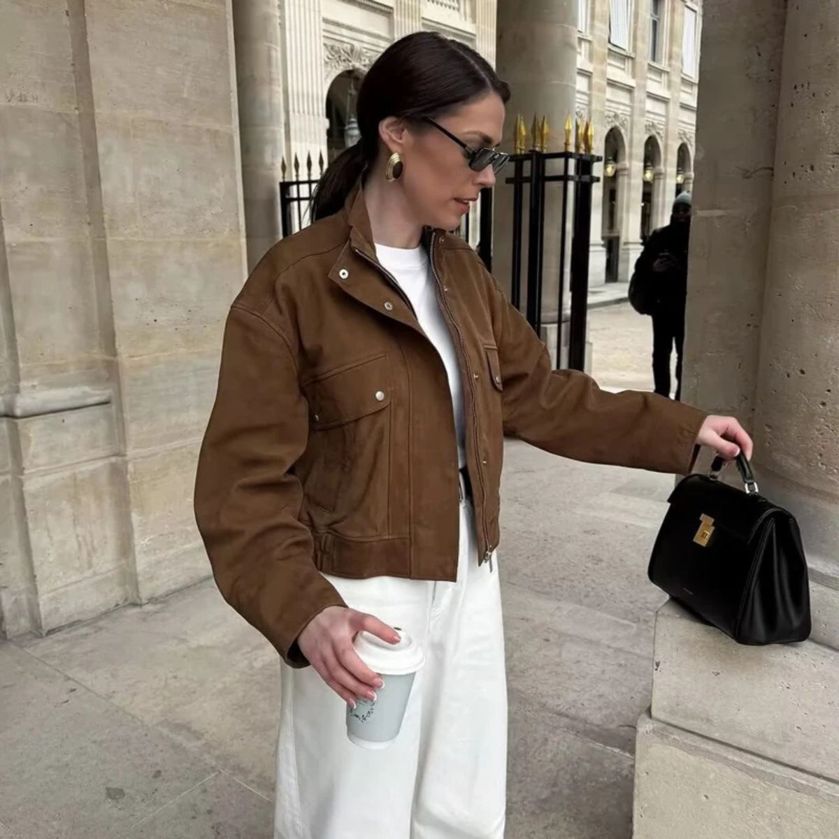 Suede Bomber Jacket – Casual Outerwear