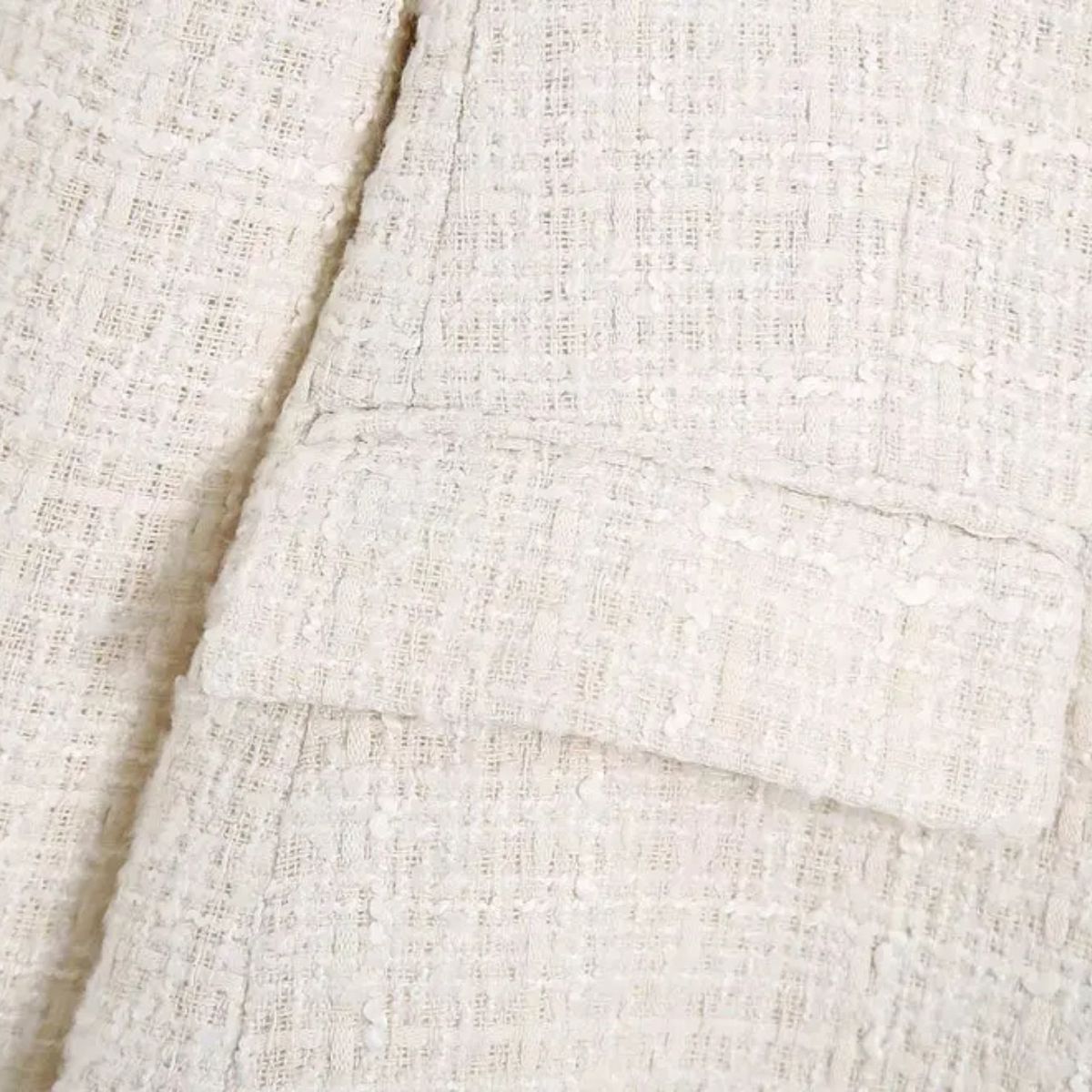 Double Breasted Tweed Blazer – Elegant Cream Jacket
