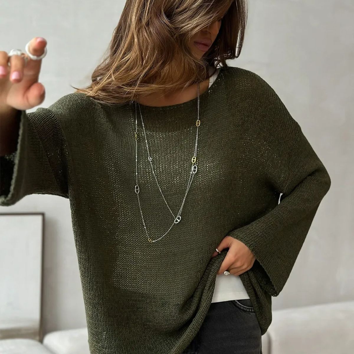 Trendy Loose Cotton Jumper – Lightweight Sweater
