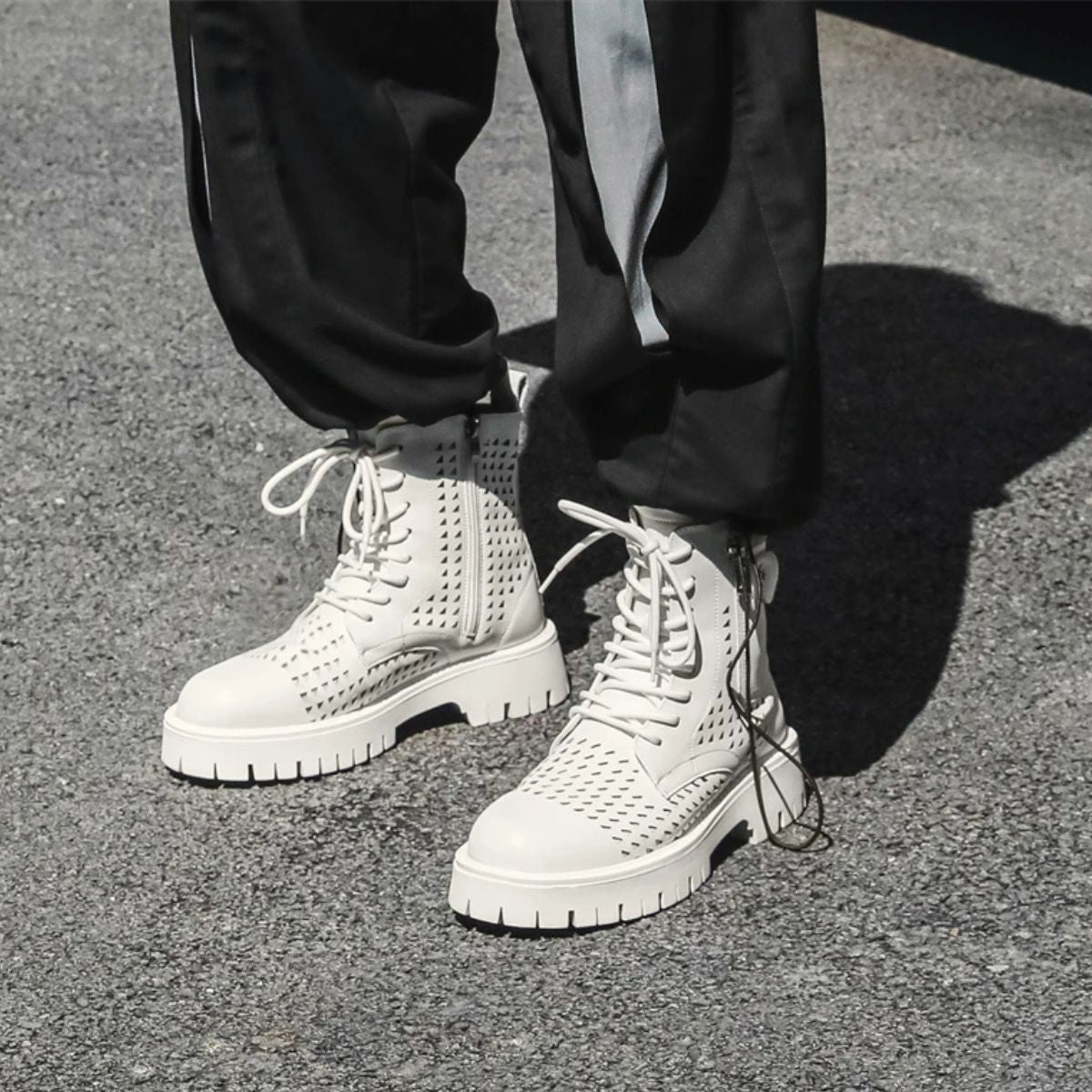 Leather Chealsea Boots – Lace Up Chunky Ankle Combat
