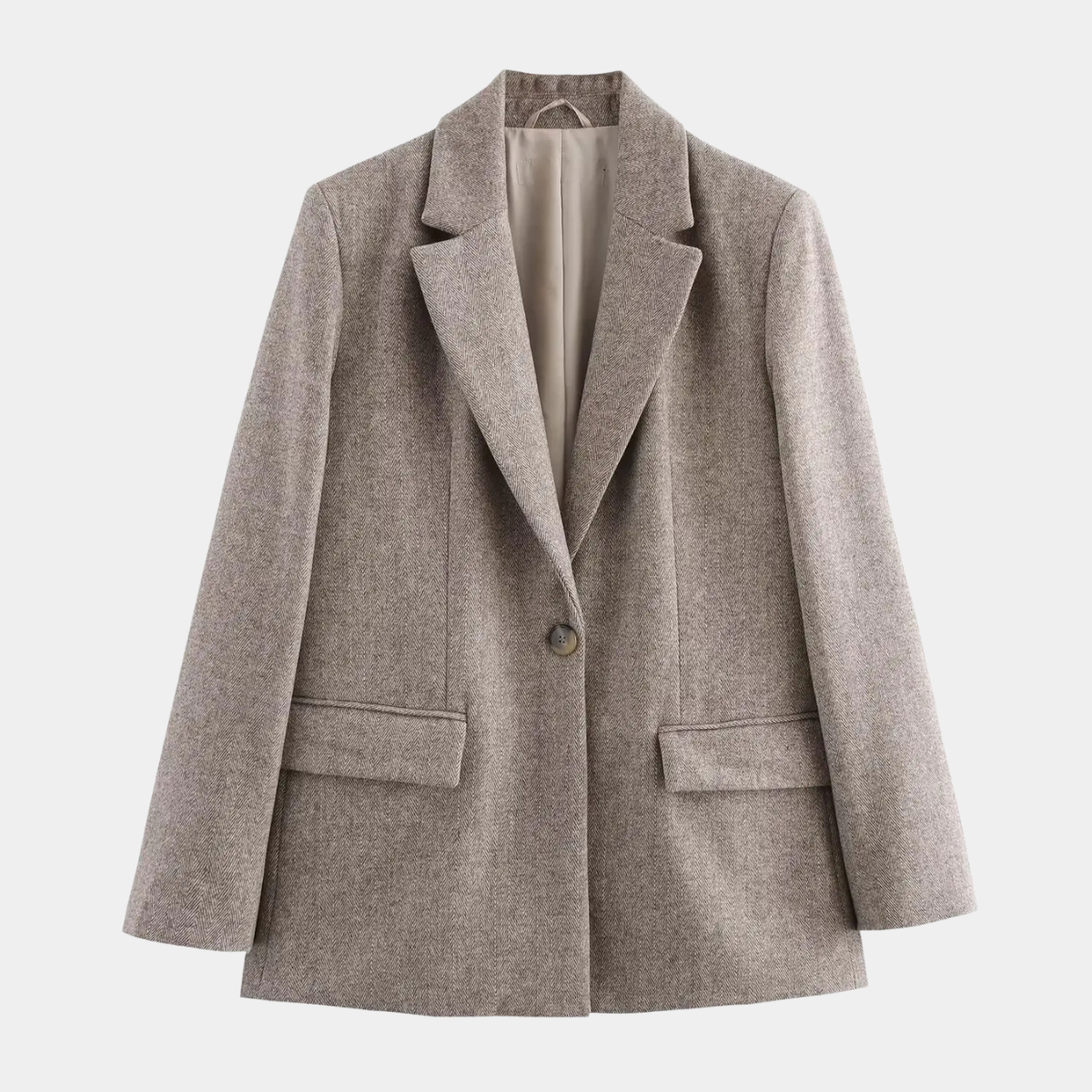 Wool Blend Blazer – Classic Single Breasted Jacket