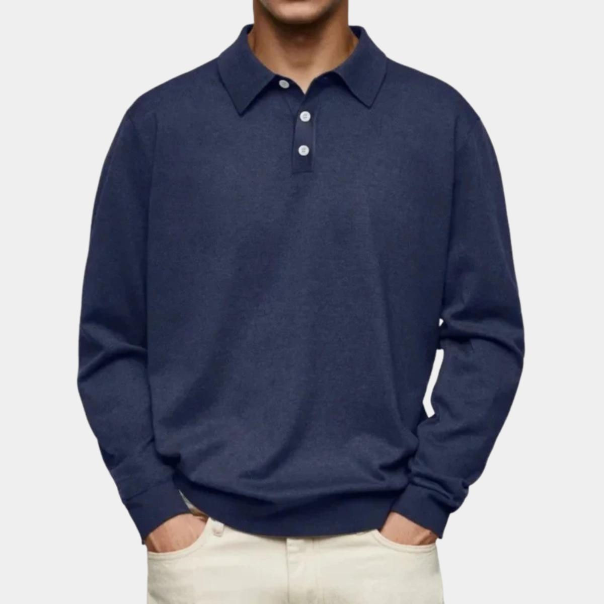 Long Sleeve Polo Men – Casual Button Up Top
