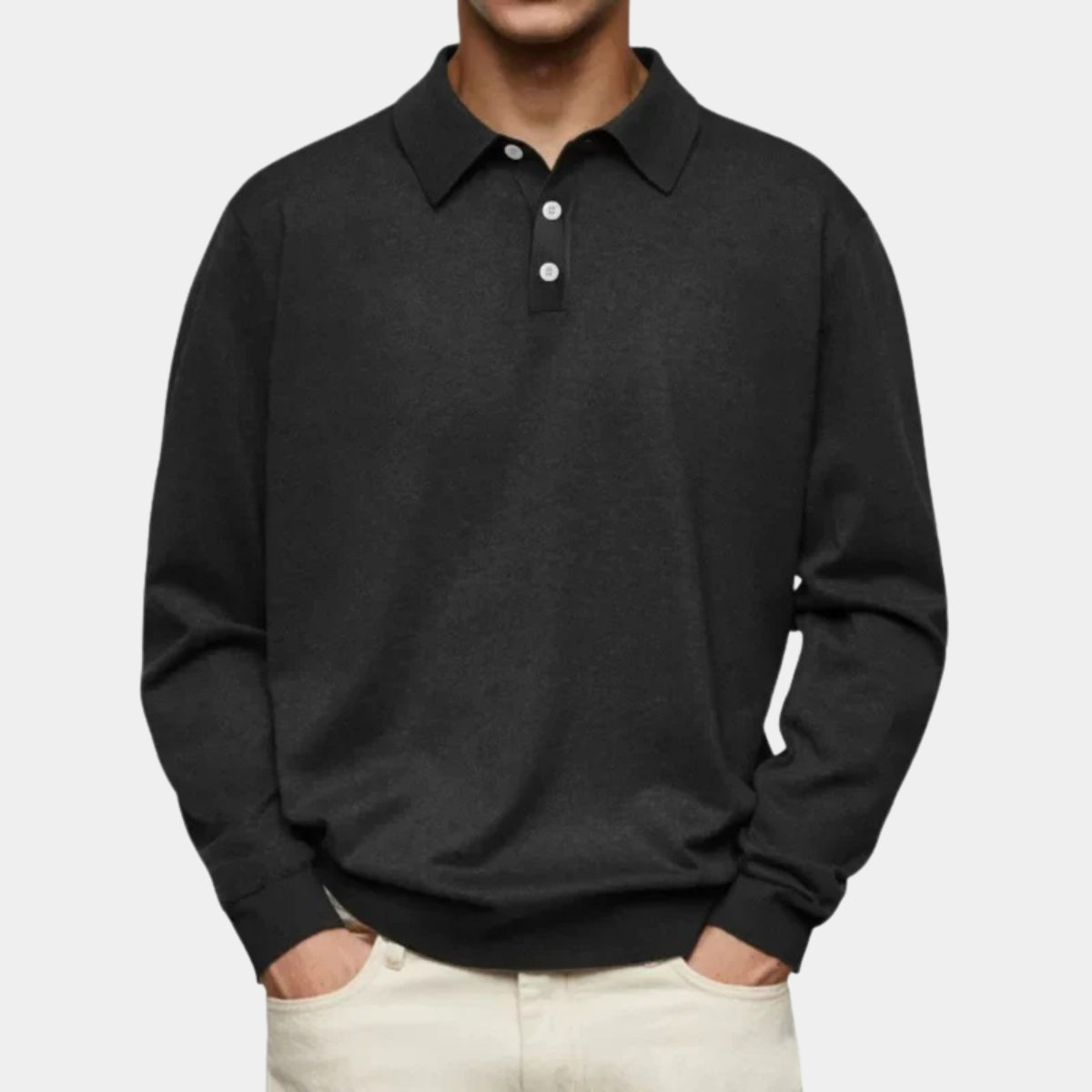 Long Sleeve Polo Men – Casual Button Up Top