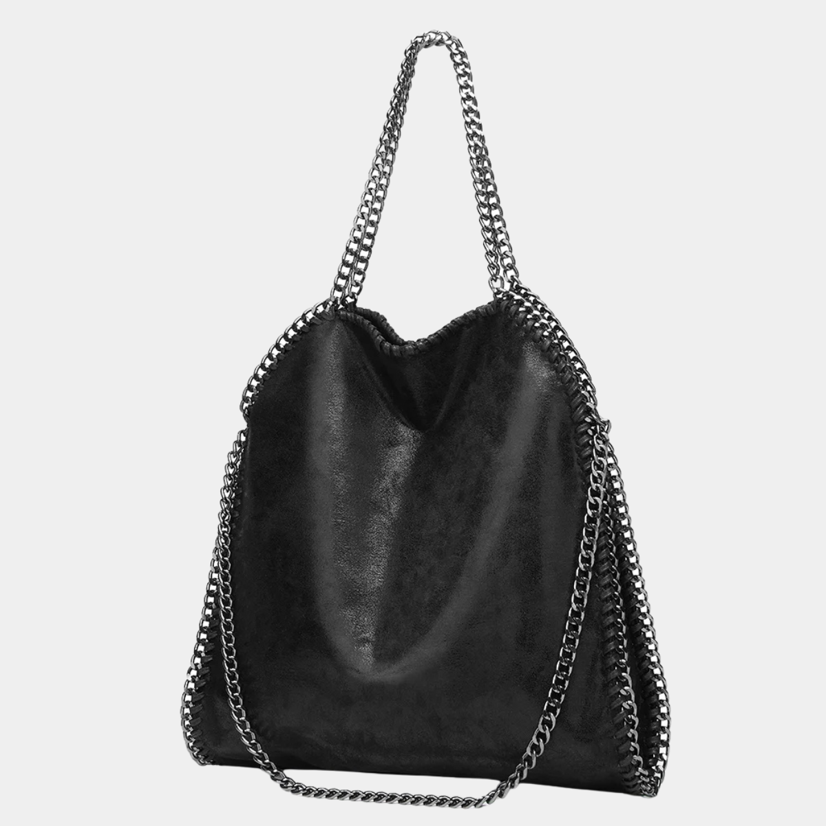 Stylish Black Tote Bag – Chain Shoulder Strap