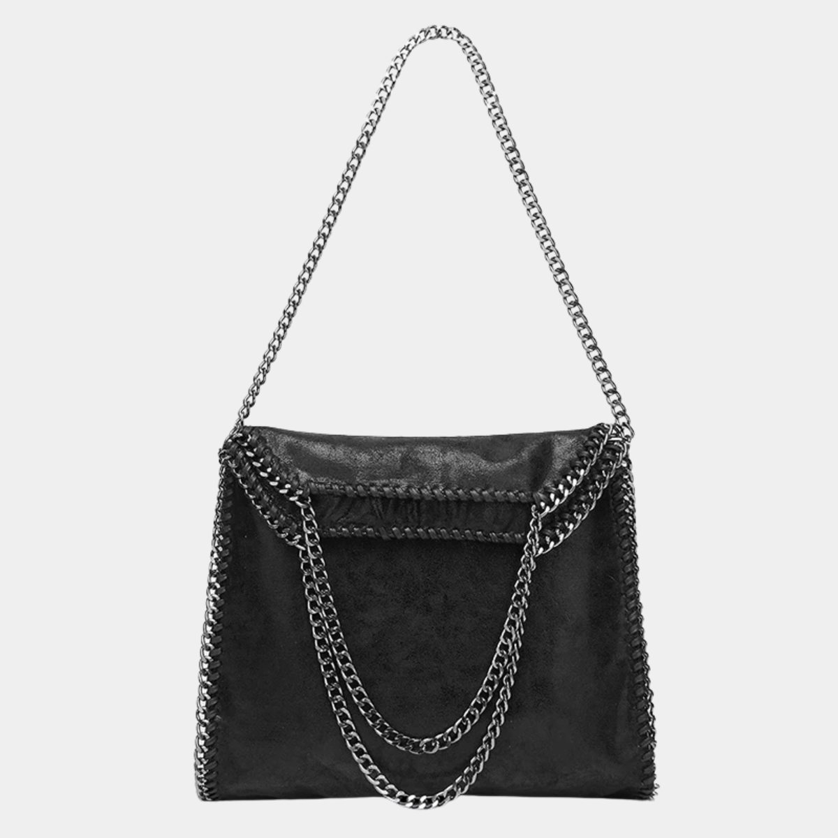 Stylish Black Tote Bag – Chain Shoulder Strap