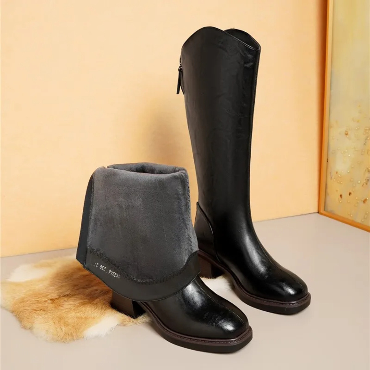 Knee High Boots – Leather Winter Boots with Warm Lining & Zip