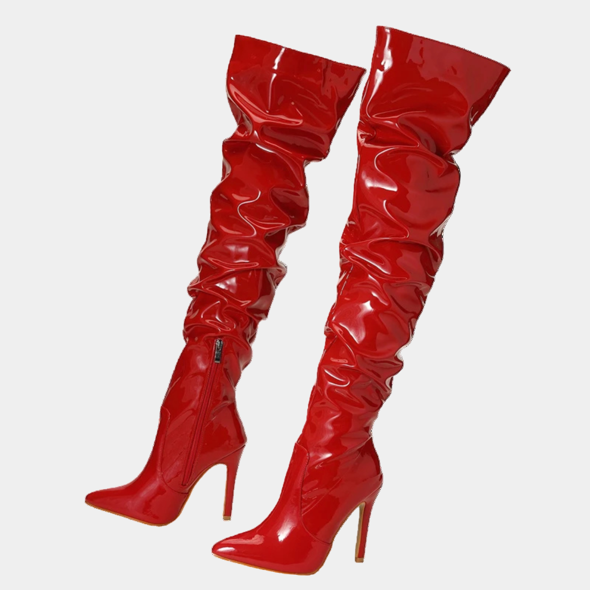 Knee High Heel Boots – Patent Leather Thigh High Stiletto Boots