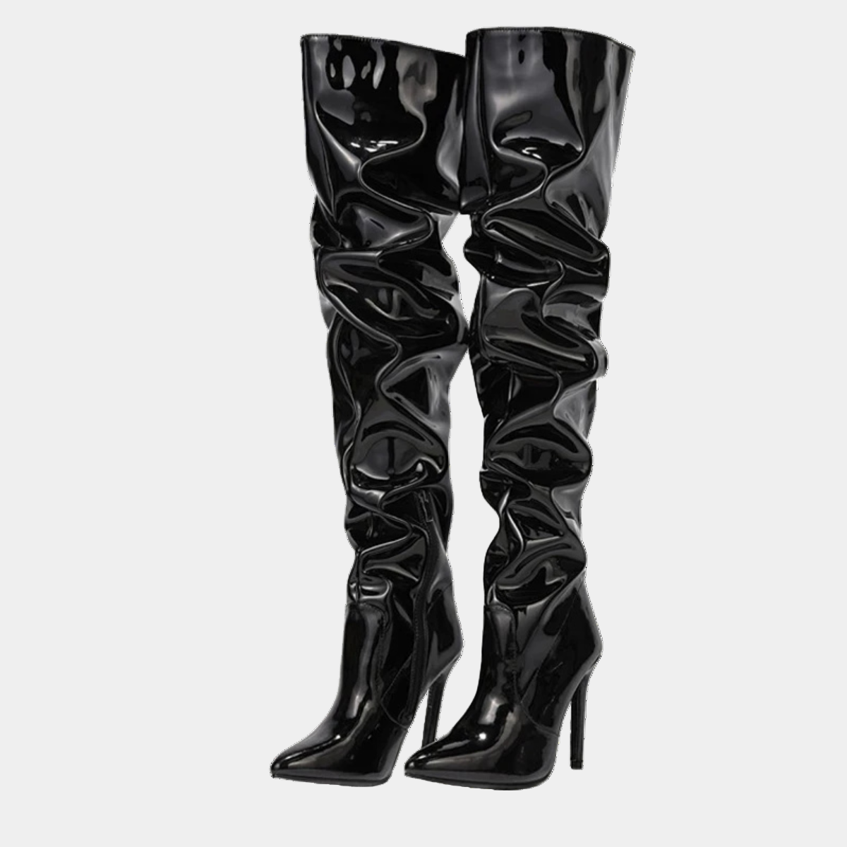 Knee High Heel Boots – Patent Leather Thigh High Stiletto Boots