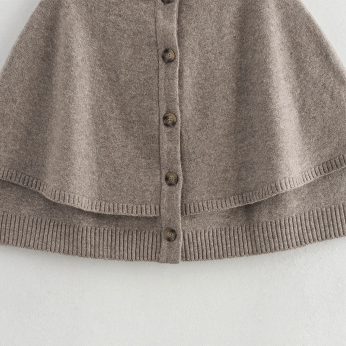 Wool Knit Cape Cardigan – Button Down Poncho Shawl Wrap
