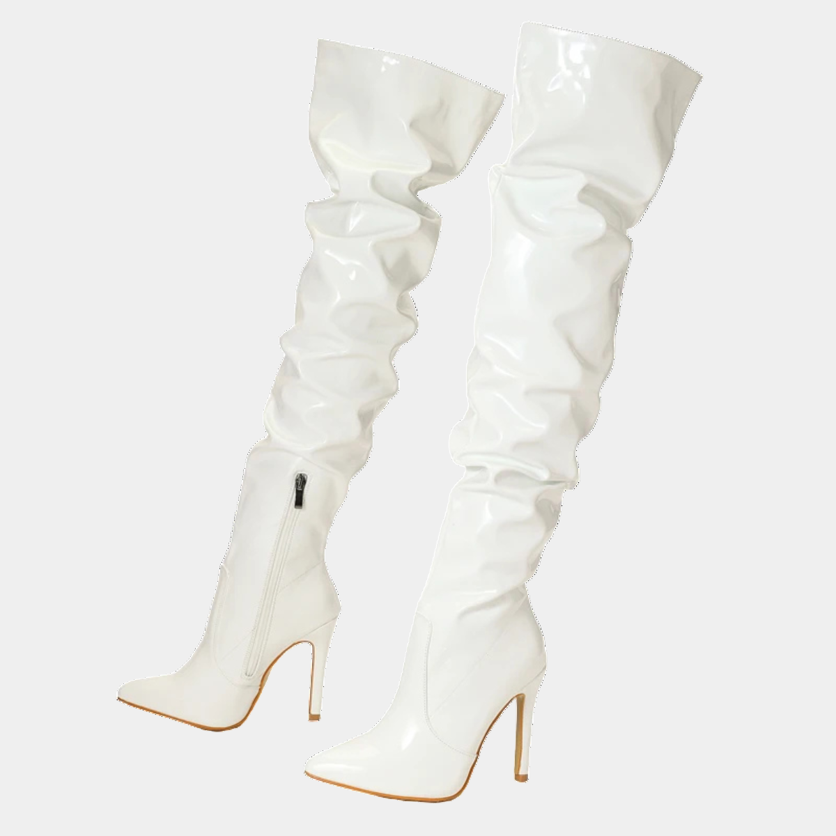 Knee High Heel Boots – Patent Leather Thigh High Stiletto Boots