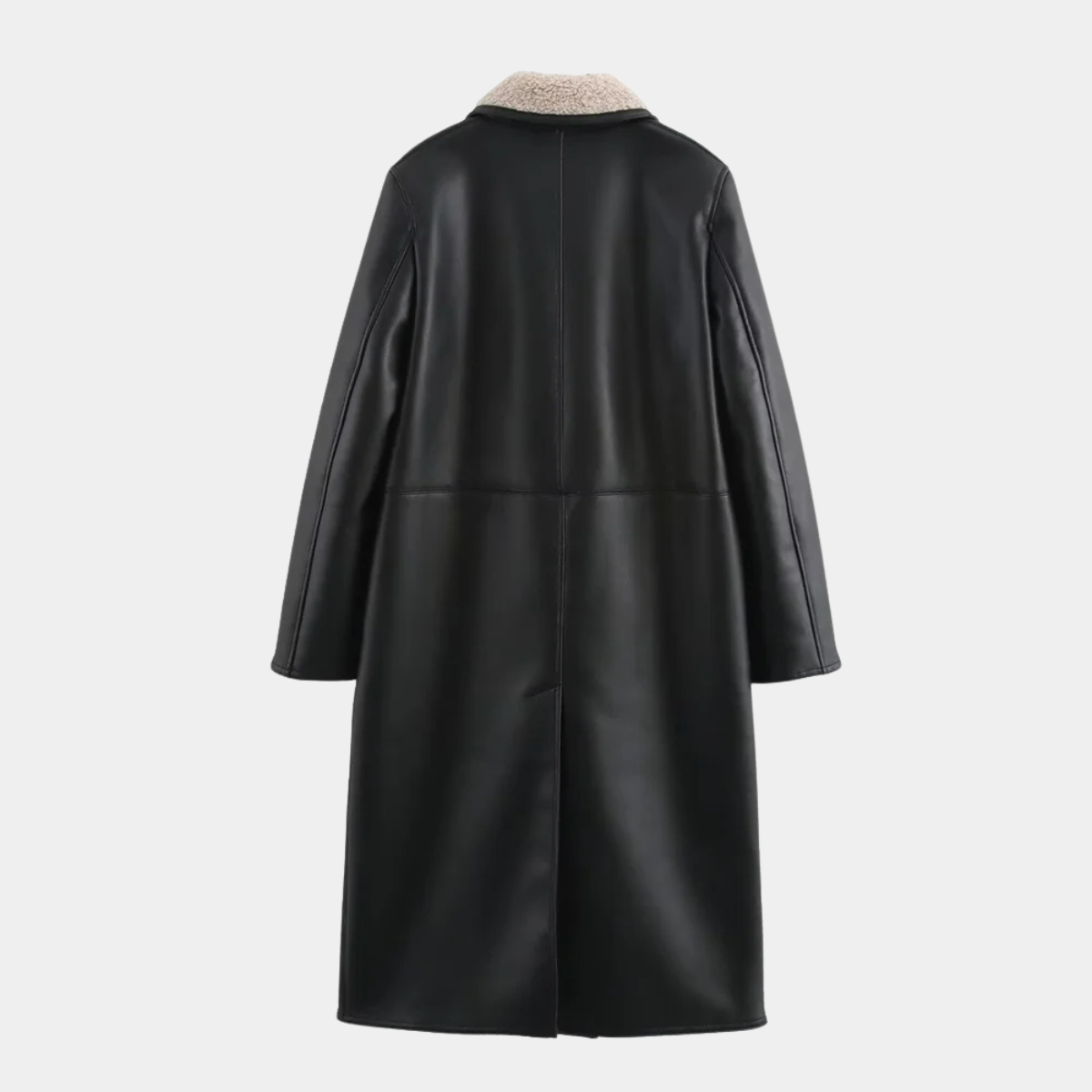 Long Leather Chic Coat – Black Winter Style