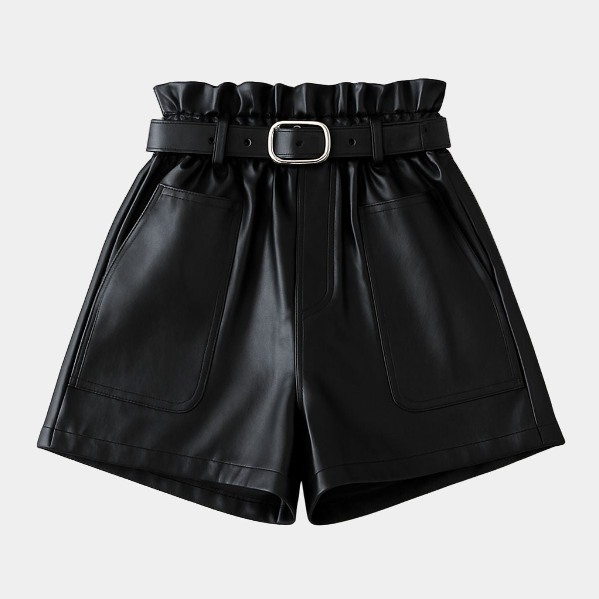 Belted Leather Shorts – Stylish High Waist