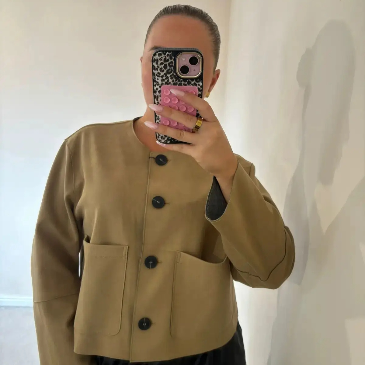 Casual Suede Jacket – Lightweight Button Front Coat
