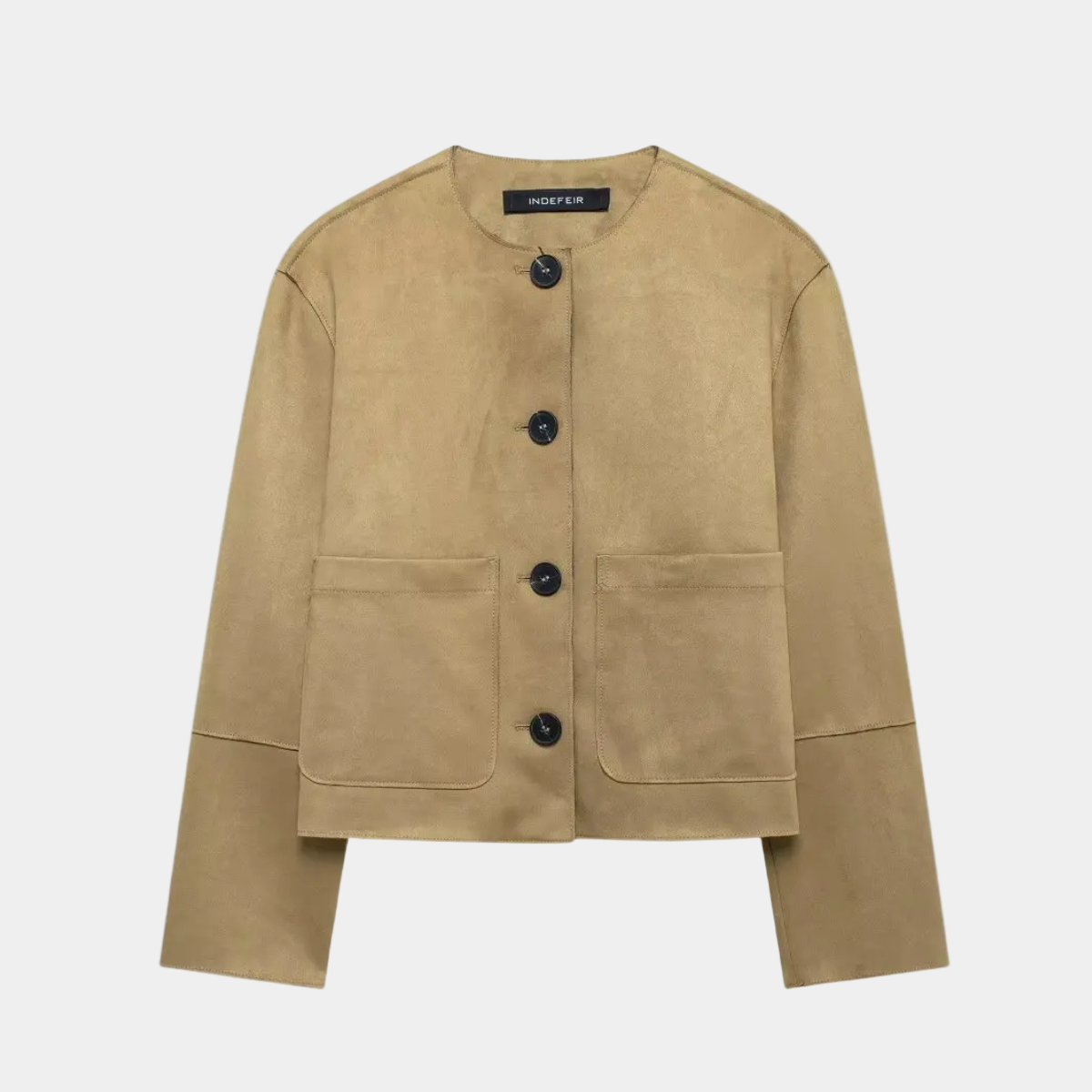 Casual Suede Jacket – Lightweight Button Front Coat