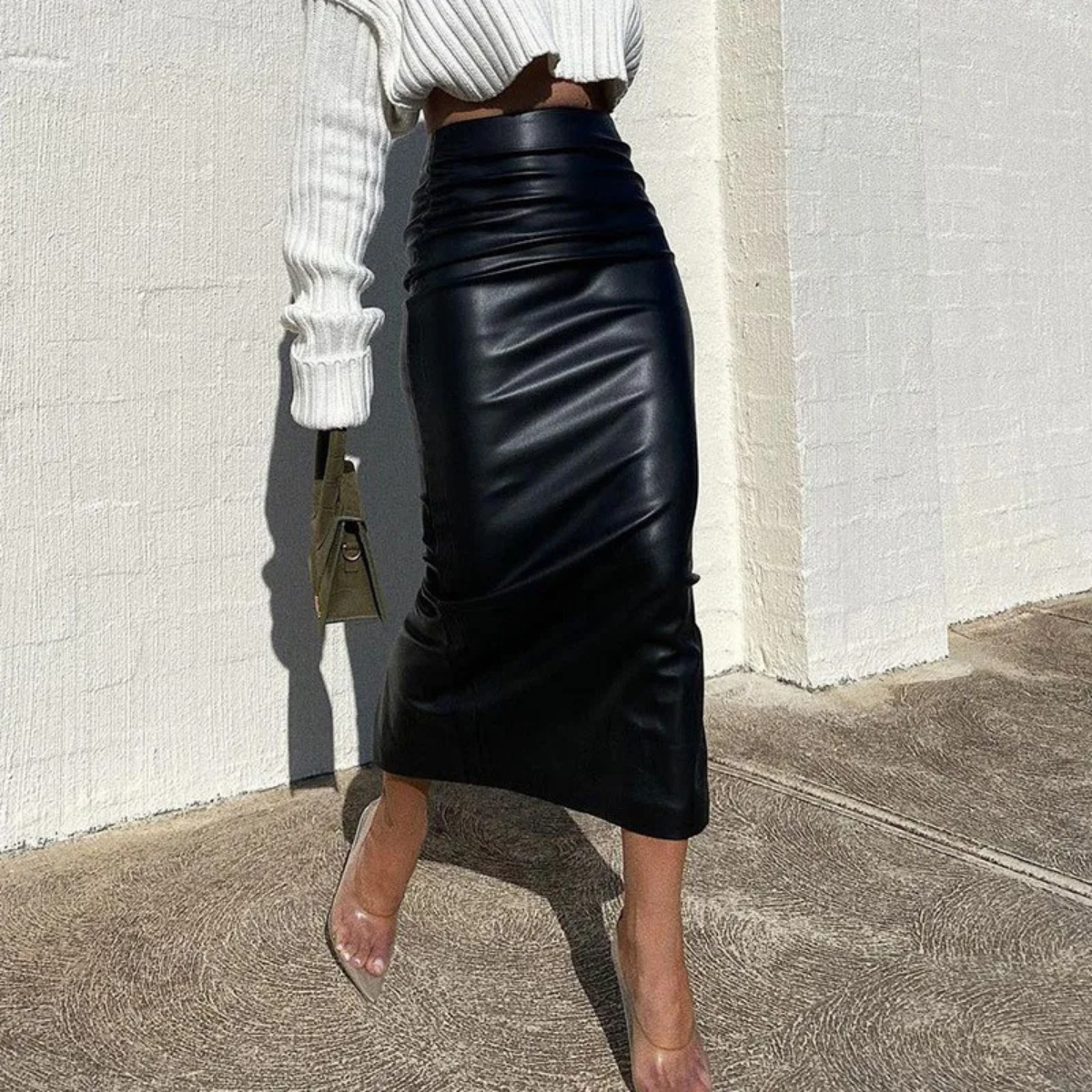 High Waist Satin Midi Skirt – Elegant Slim Fit Pencil Skirt