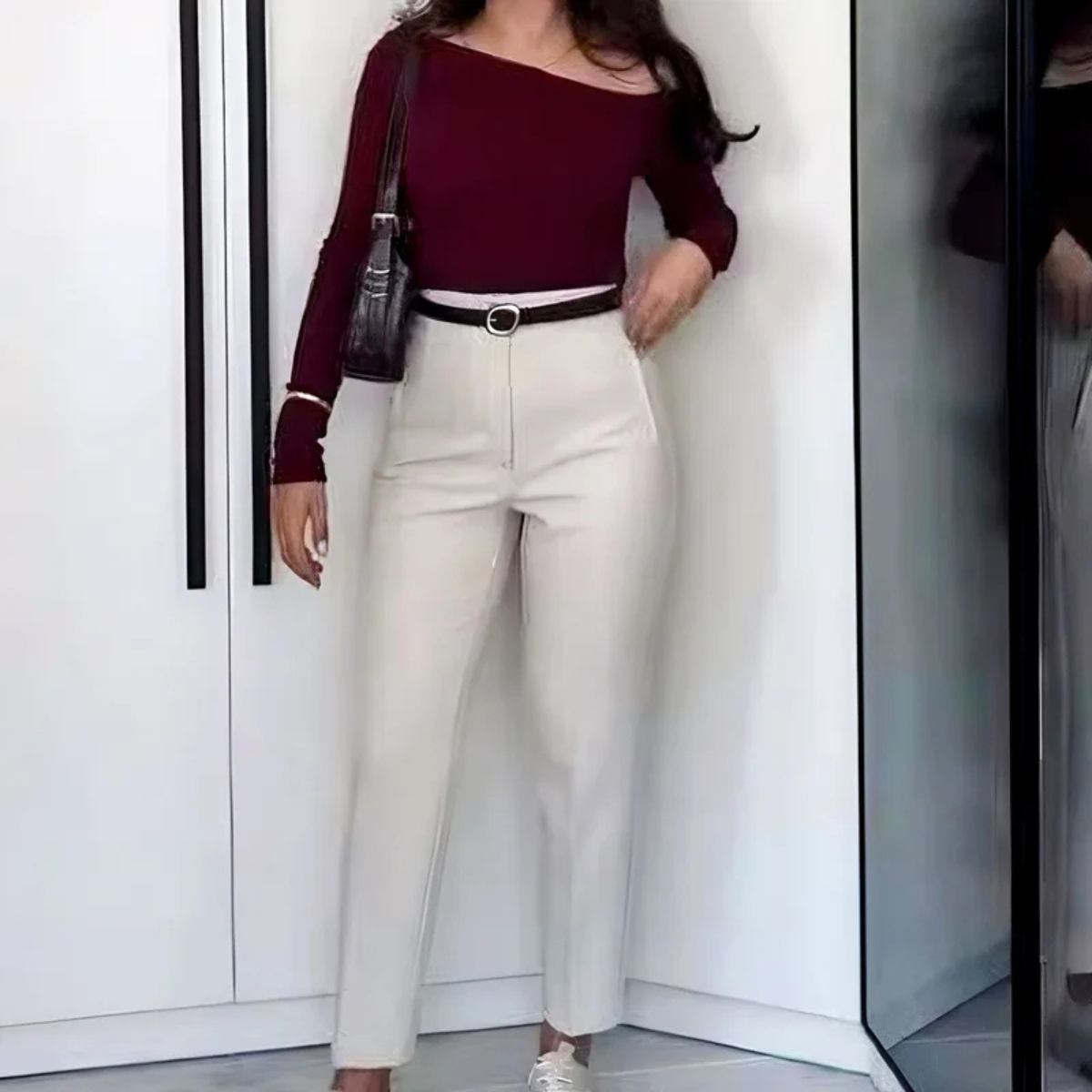 High Waist Tailored Trousers – Slim Fit Cropped Pants