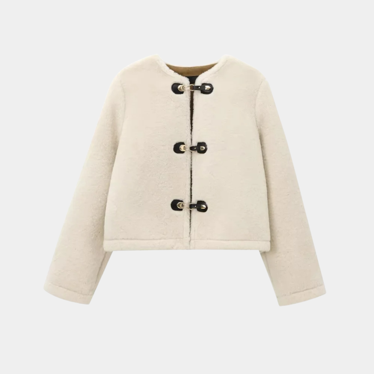 Chic Beige Toggle Closure Winter Jacket