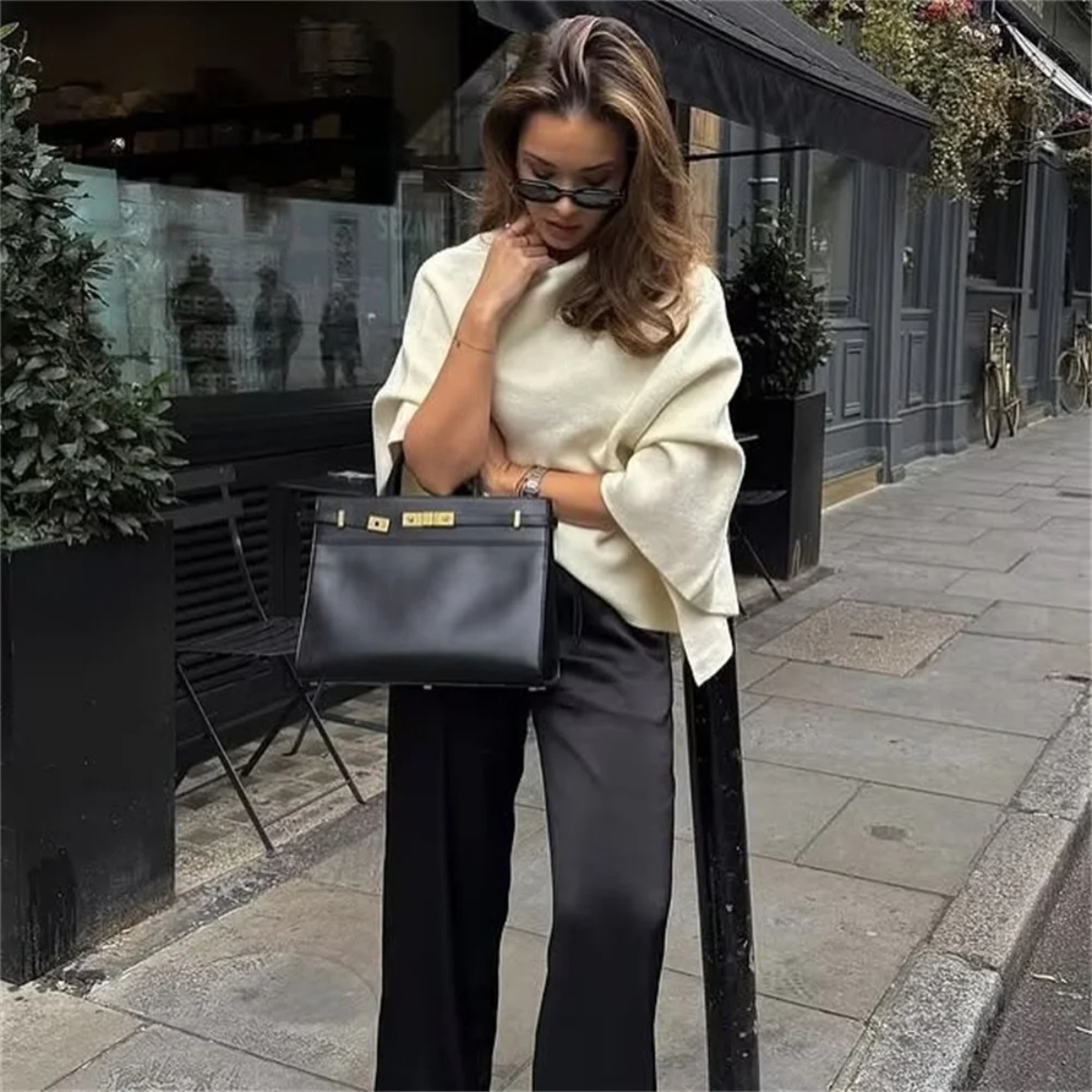 Knitted Poncho Cape – Elegant Asymmetric Wrap Shawl Top
