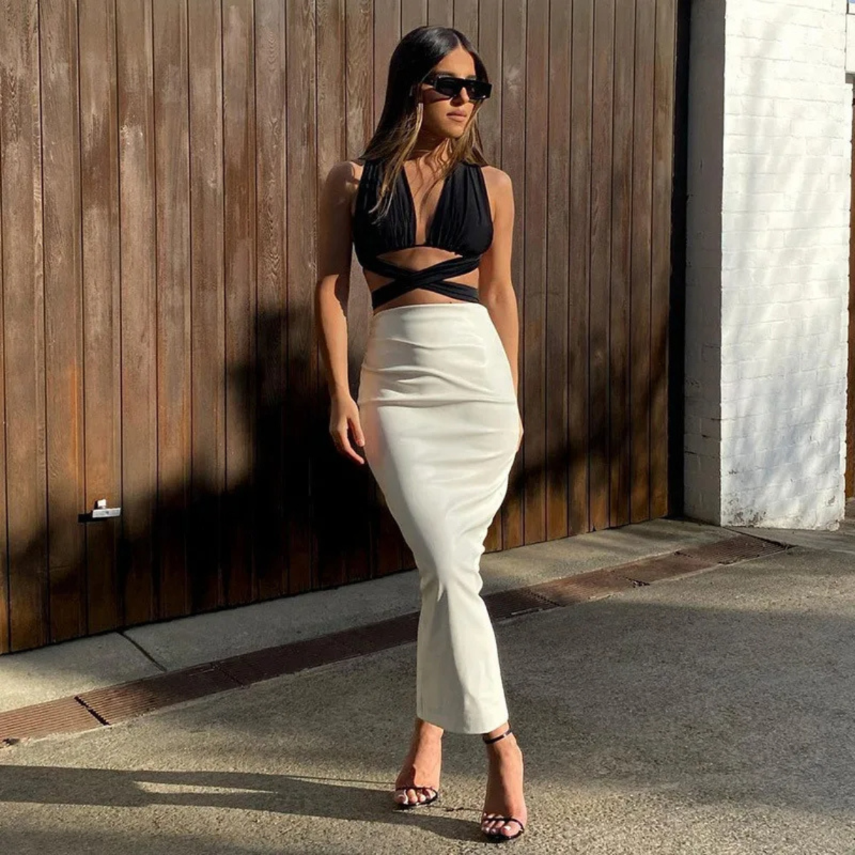 High Waist Satin Midi Skirt – Elegant Slim Fit Pencil Skirt