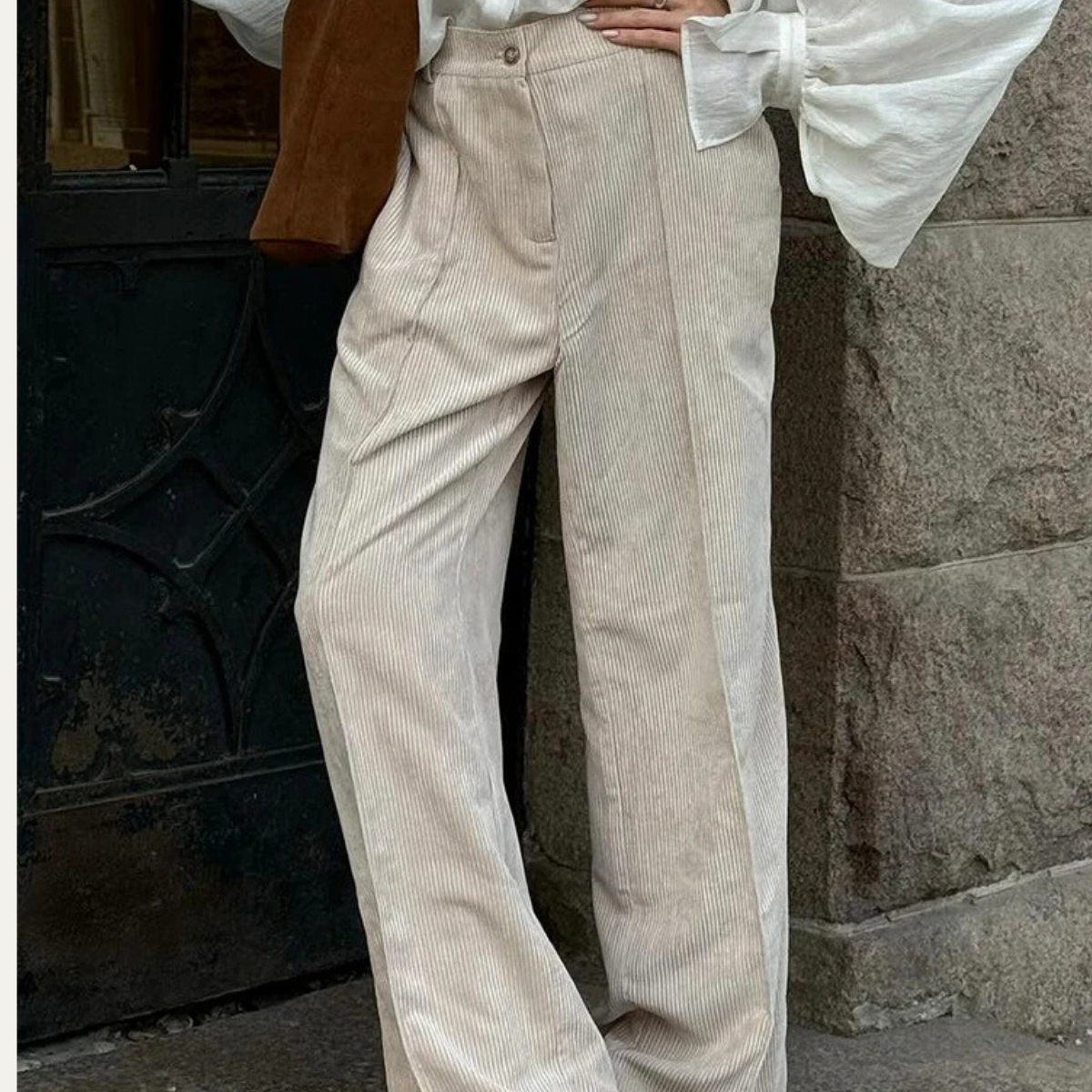 Wide Leg Corduroy Trousers – High Waist Casual Pants