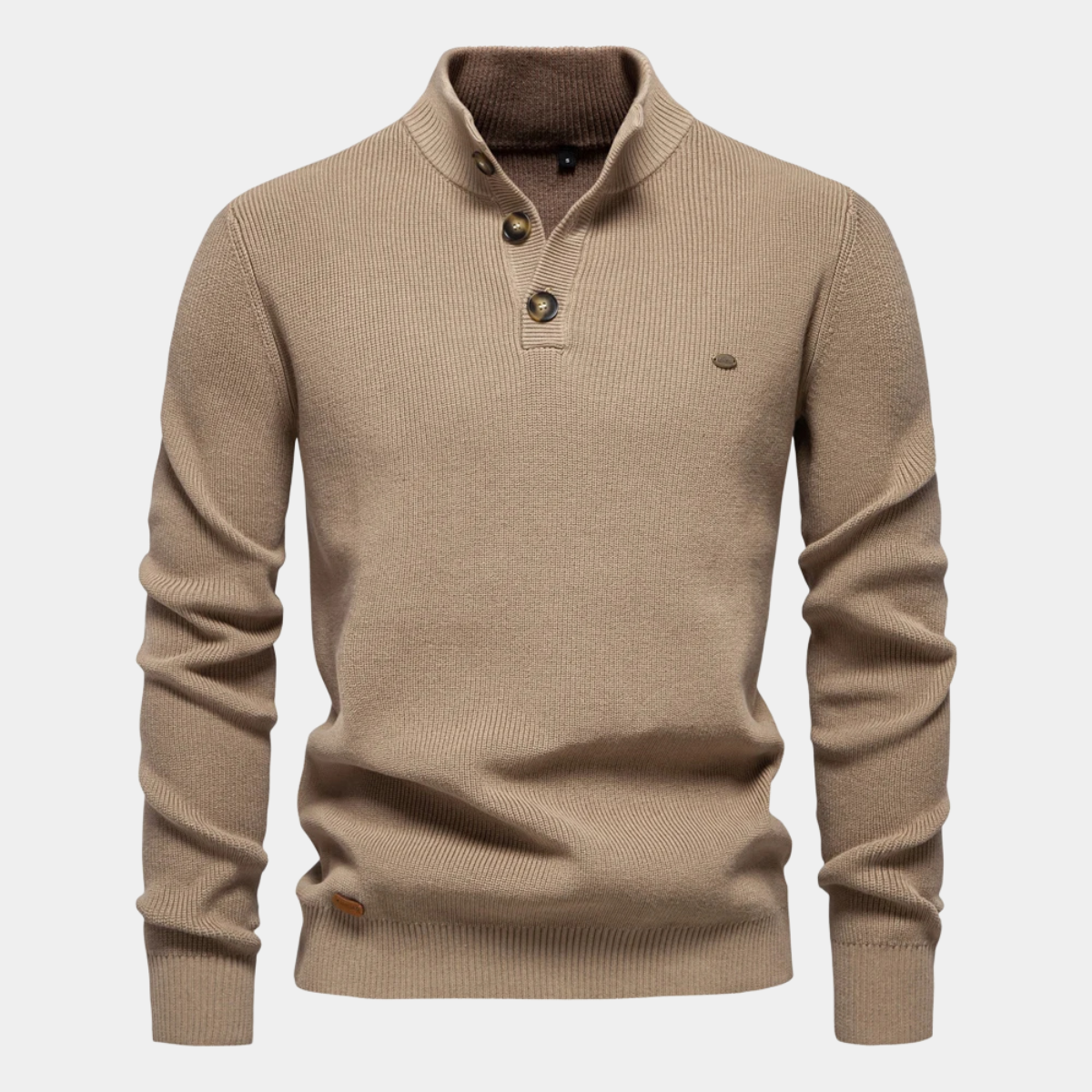 Knitted Jumper for Men – Slim Fit Sweater with Button Neck