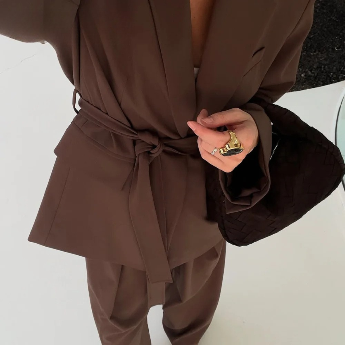 Oversized Blazer & Wide Leg Trousers Set – Elegant Two Piece Suit
