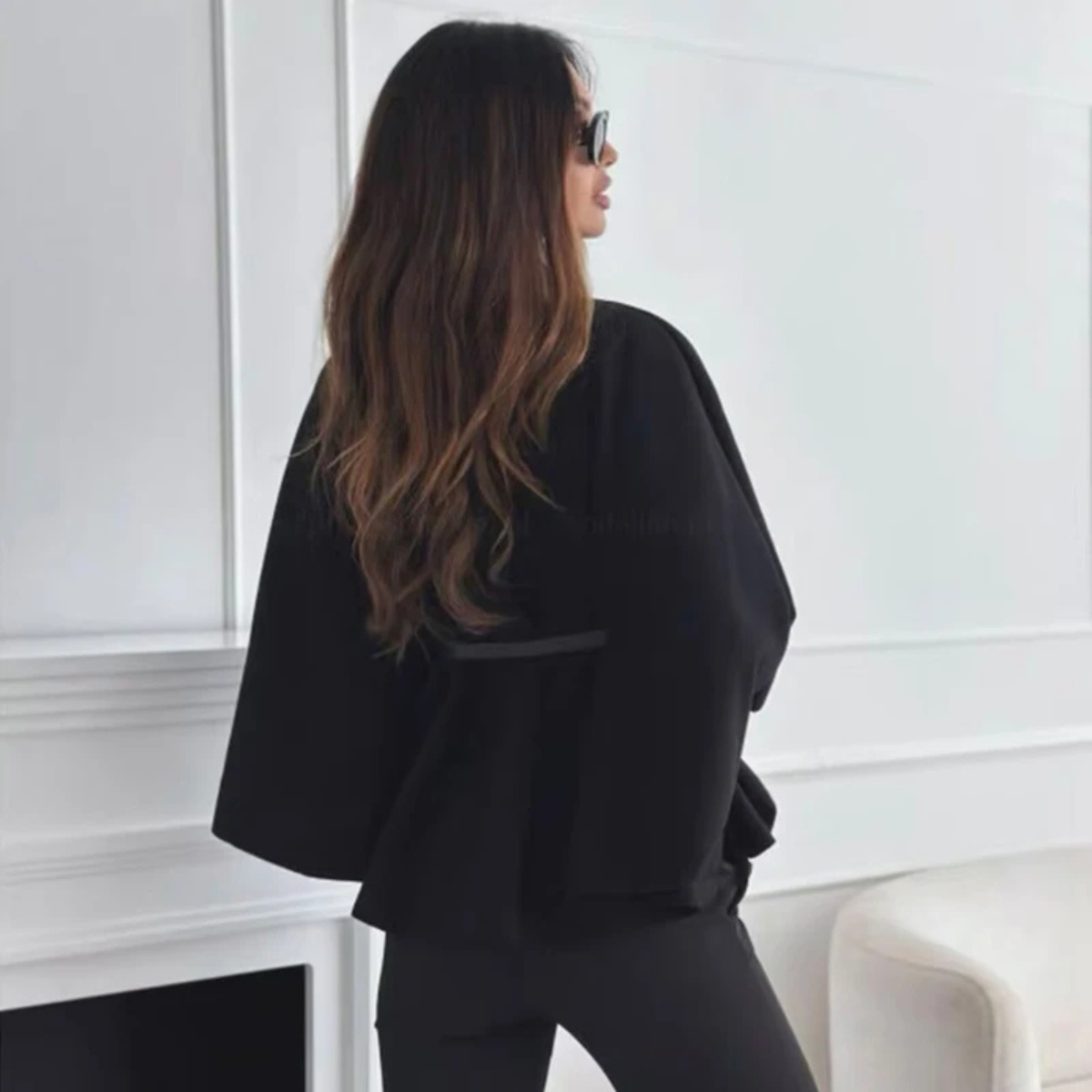 Elegant Cape Coat – Belted Poncho Style Jacket