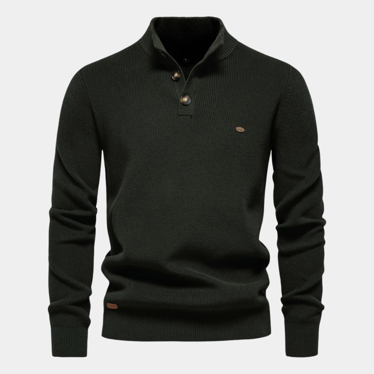 Knitted Jumper for Men – Slim Fit Sweater with Button Neck