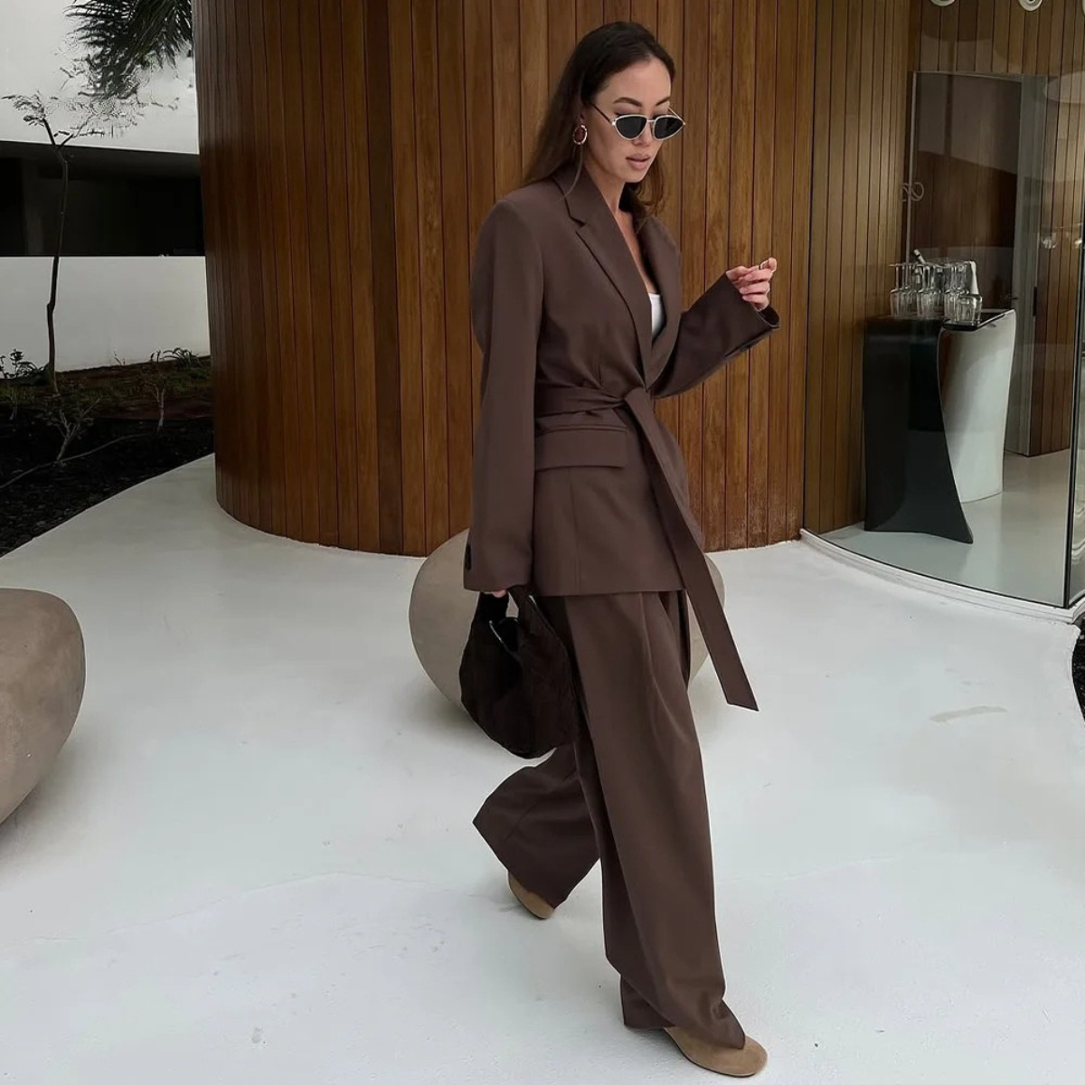 Oversized Blazer & Wide Leg Trousers Set – Elegant Two Piece Suit