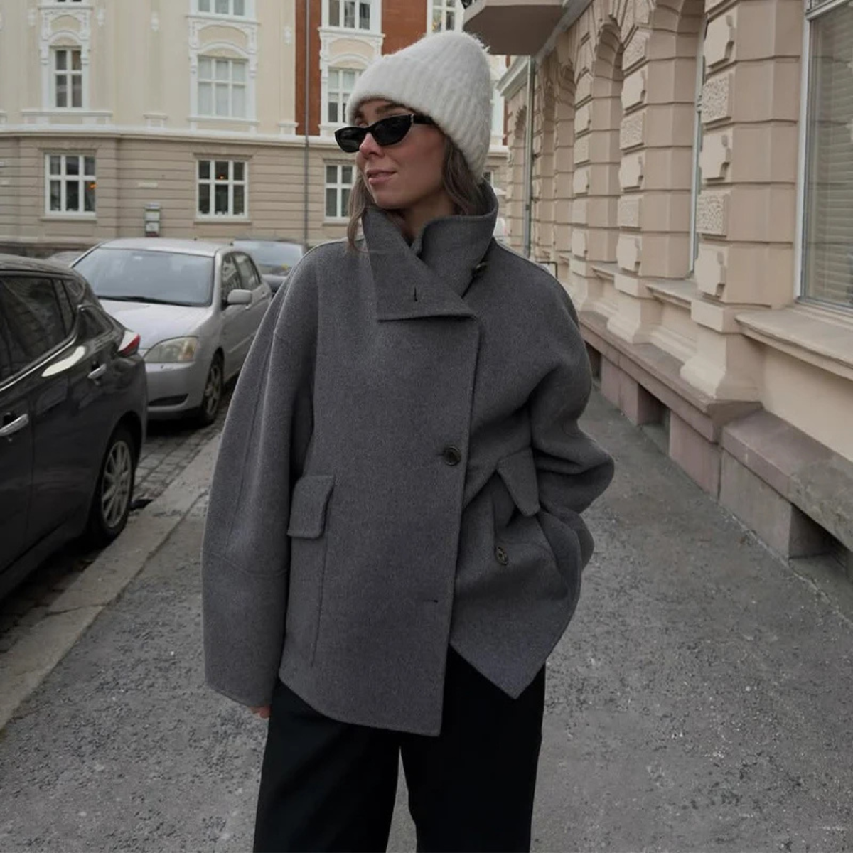 High Neck Short Coat – Stylish Button Up Jacket