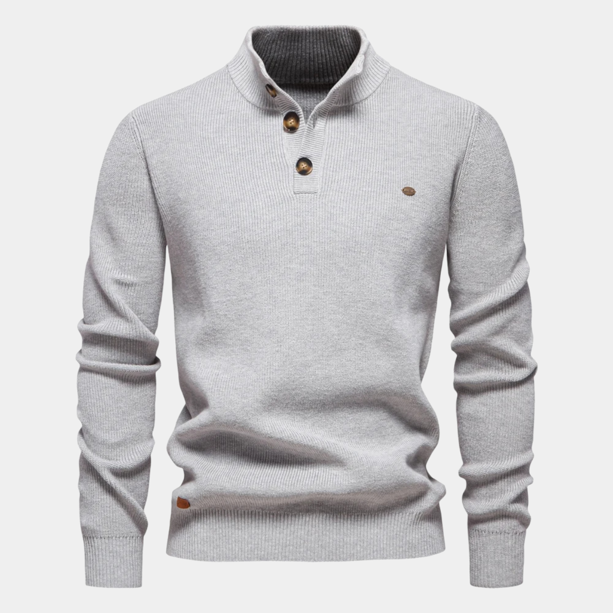 Knitted Jumper for Men – Slim Fit Sweater with Button Neck