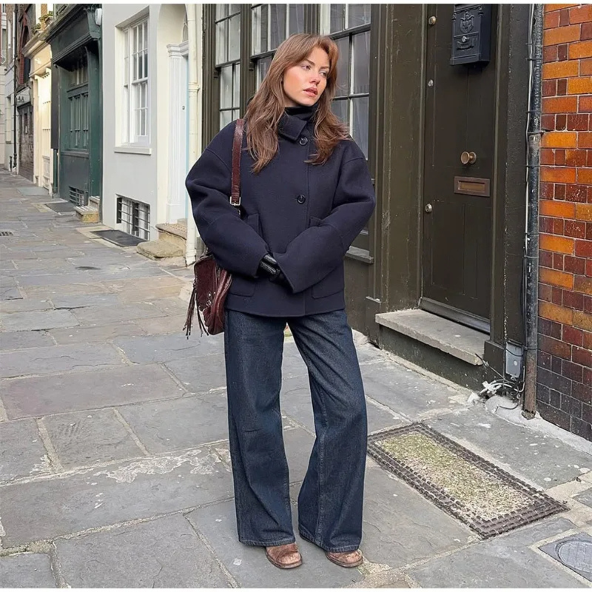 High Neck Short Coat – Stylish Button Up Jacket