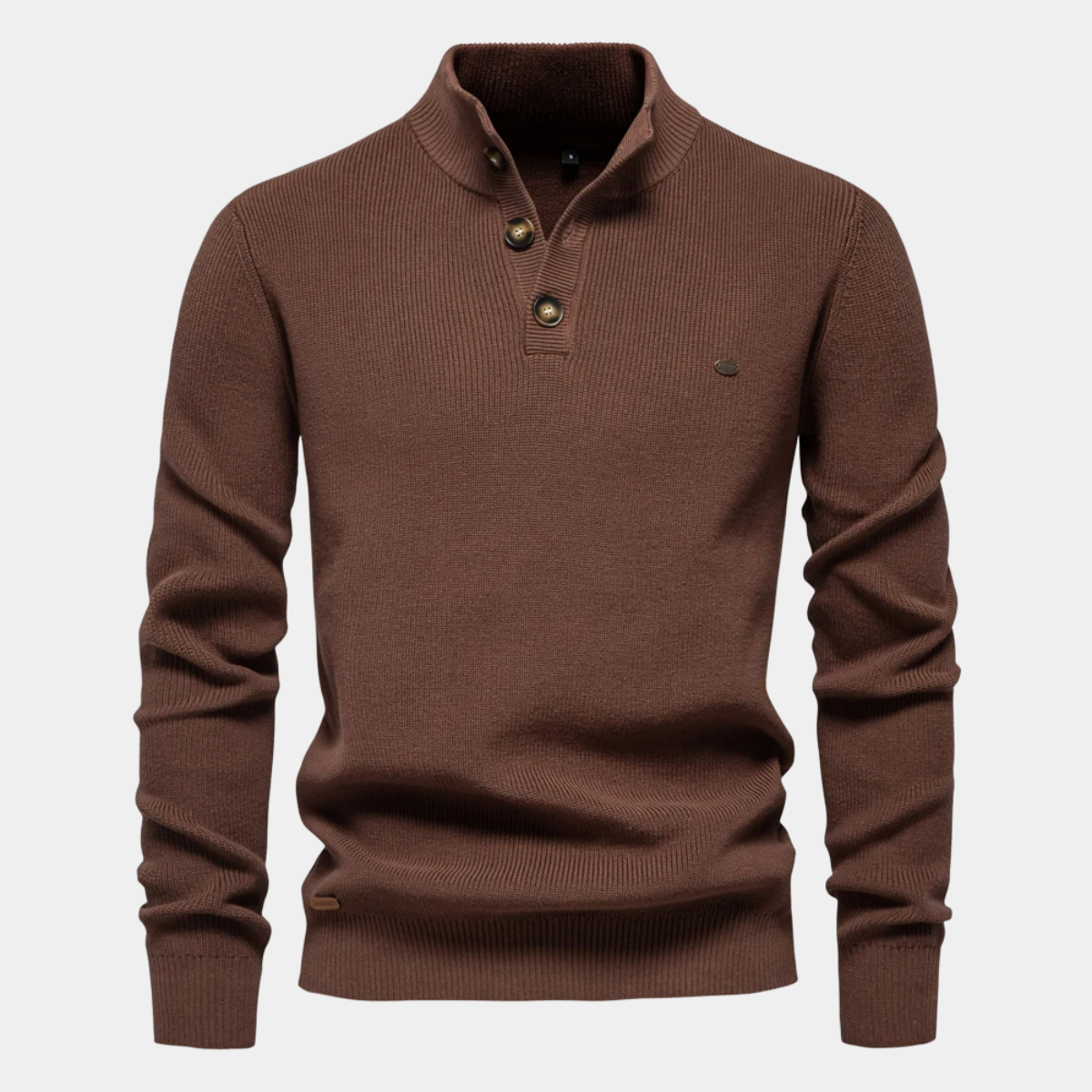 Knitted Jumper for Men – Slim Fit Sweater with Button Neck