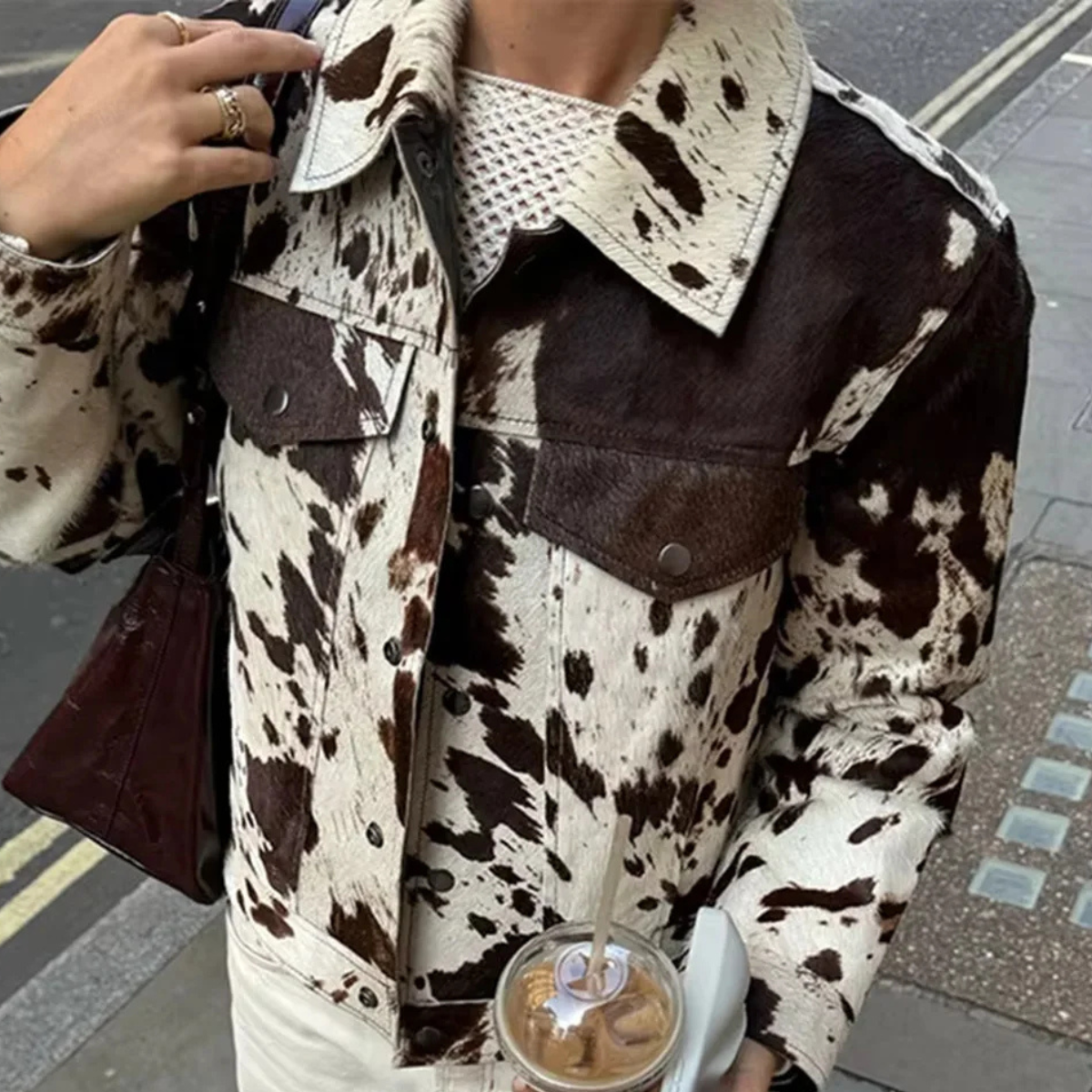 Cow Print Jacket – Casual Streetwear Coat