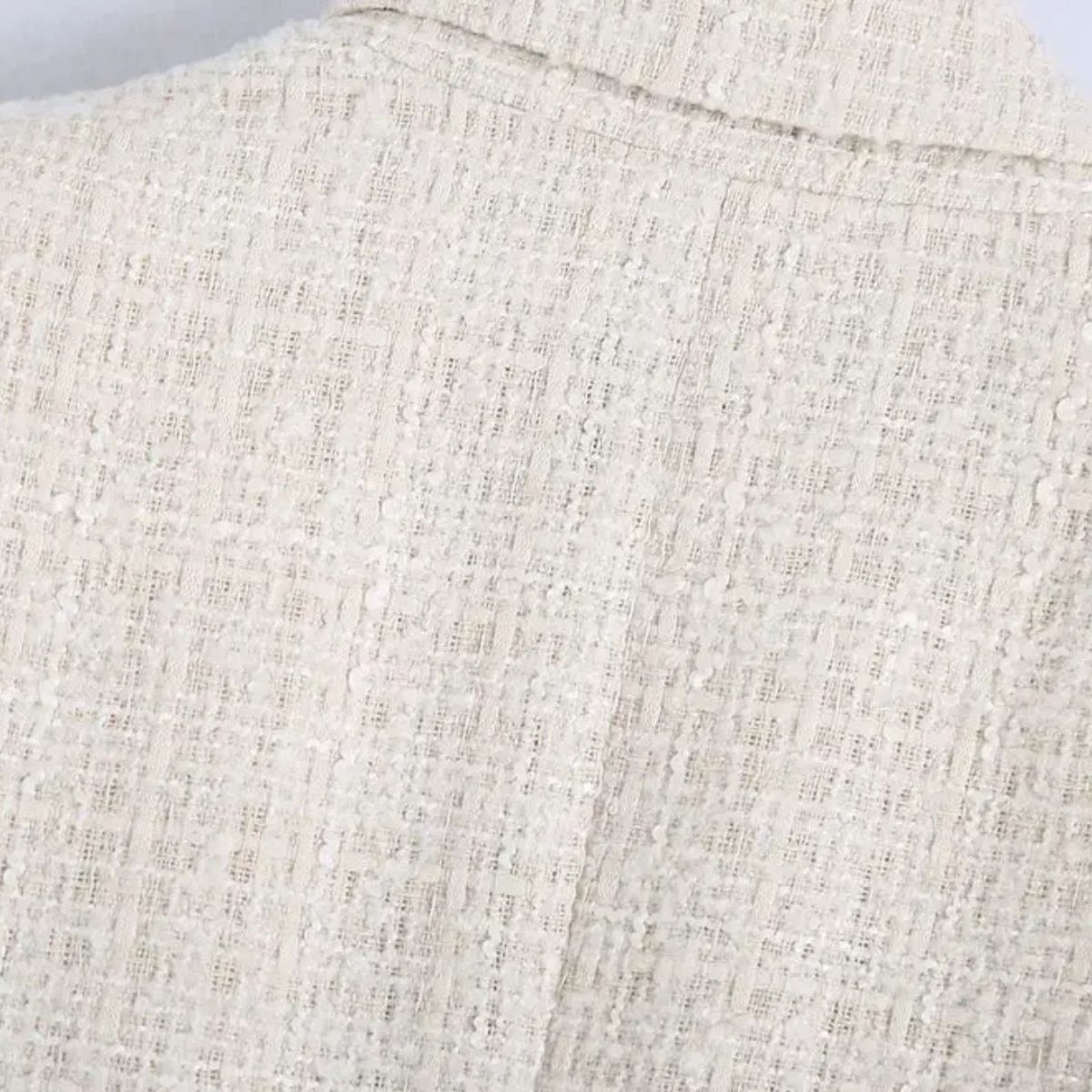Double Breasted Tweed Blazer – Elegant Cream Jacket
