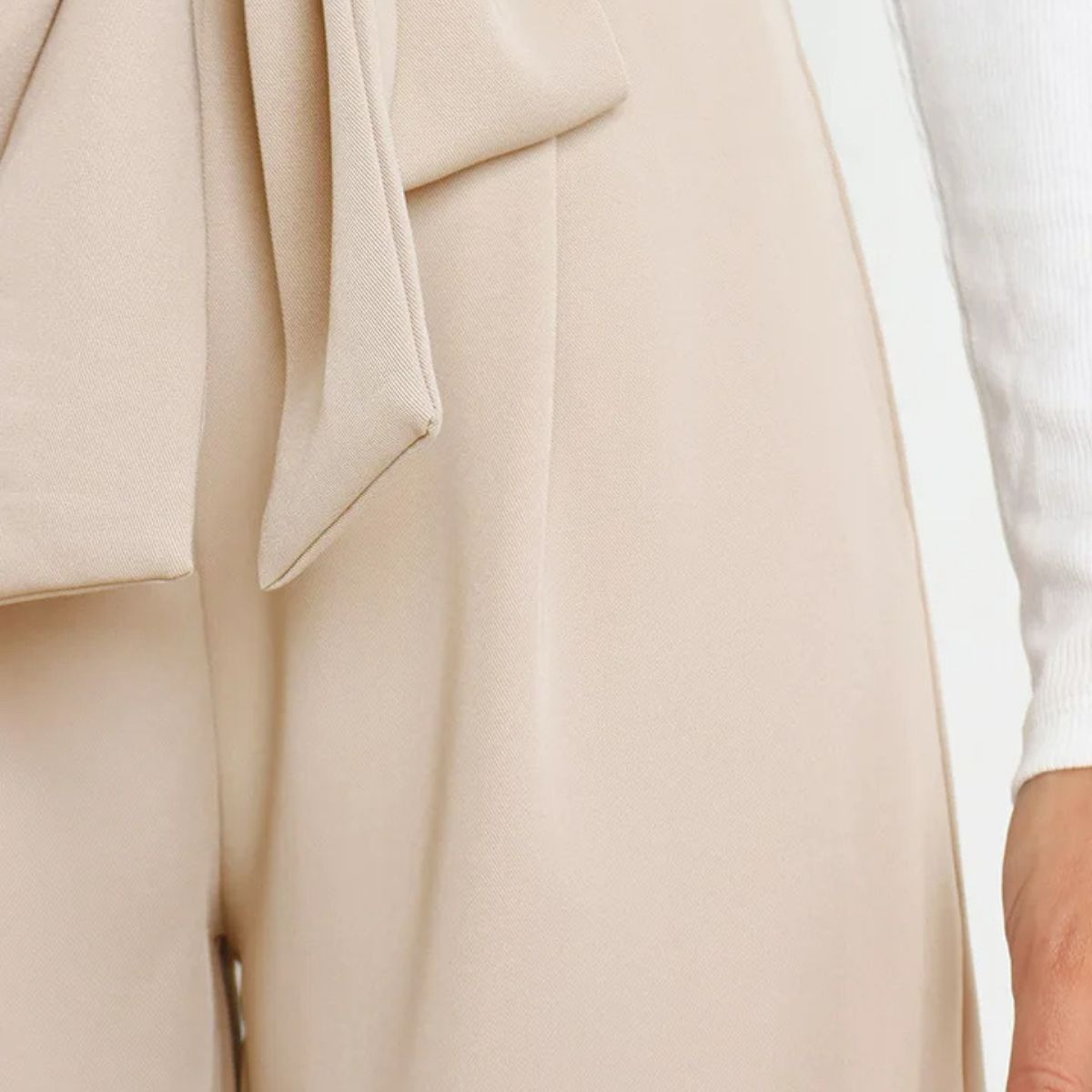 Women's Wide Leg Trousers – High Waist Tie Belt