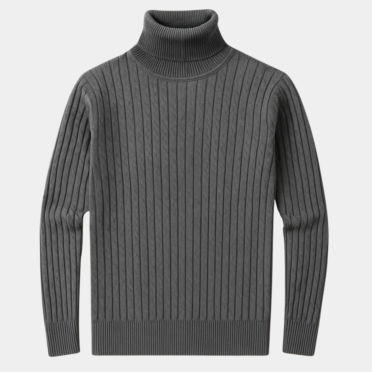 Ribbed Knit Turtleneck Jumper – Slim Fit Neck Sweater