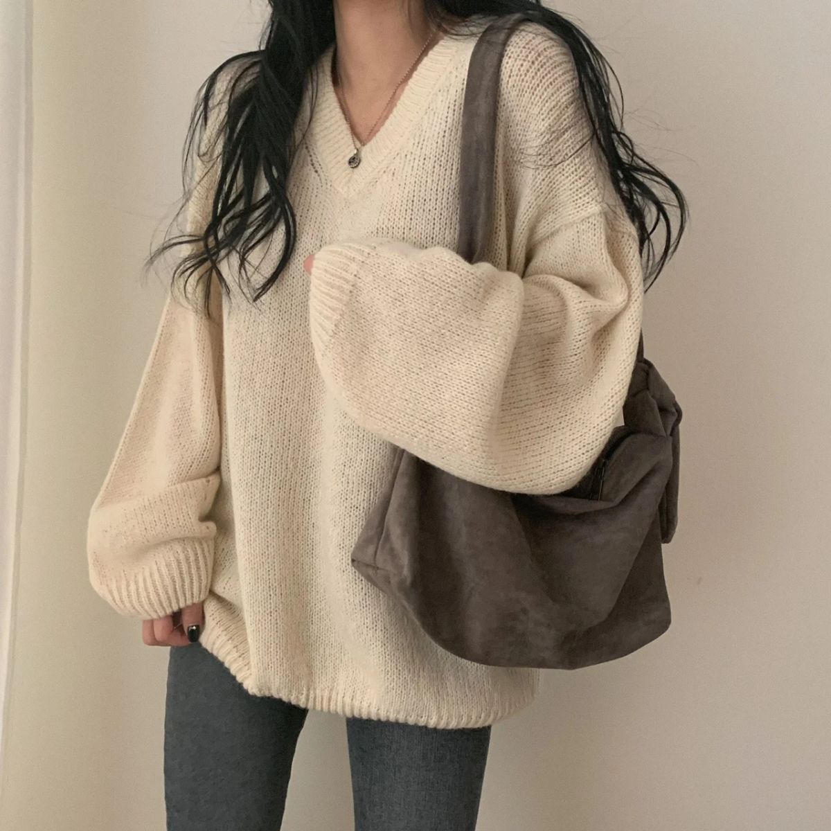 Trendy Oversized Cashmere Jumper – Warm Knit Sweater