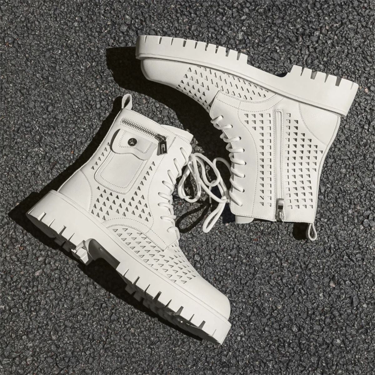 Leather Chealsea Boots – Lace Up Chunky Ankle Combat