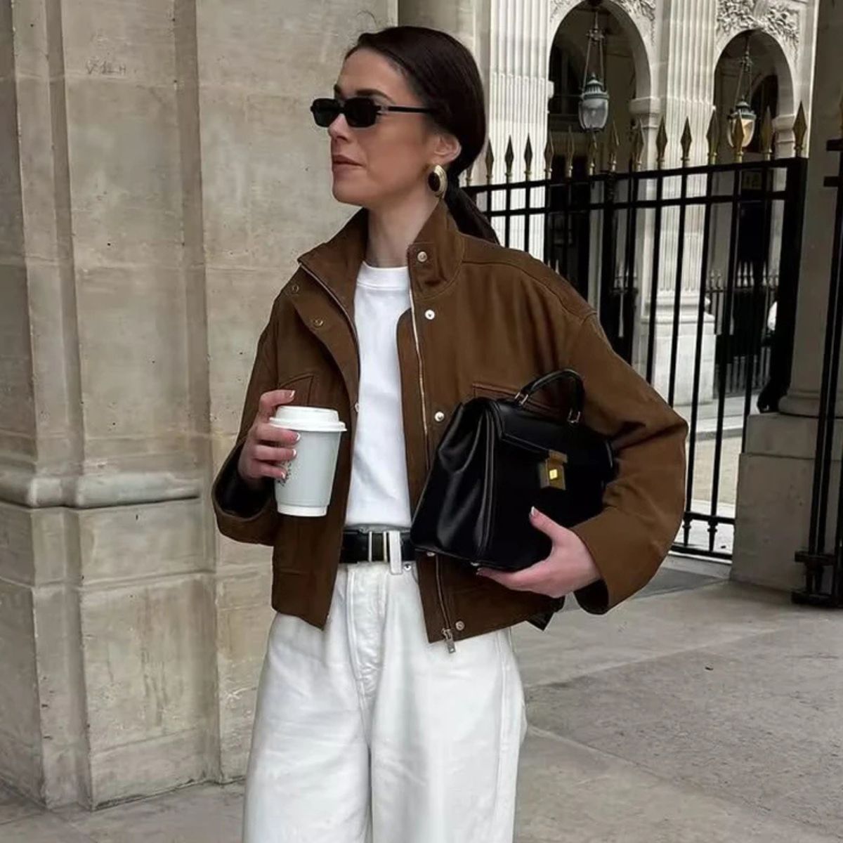 Suede Bomber Jacket – Casual Outerwear