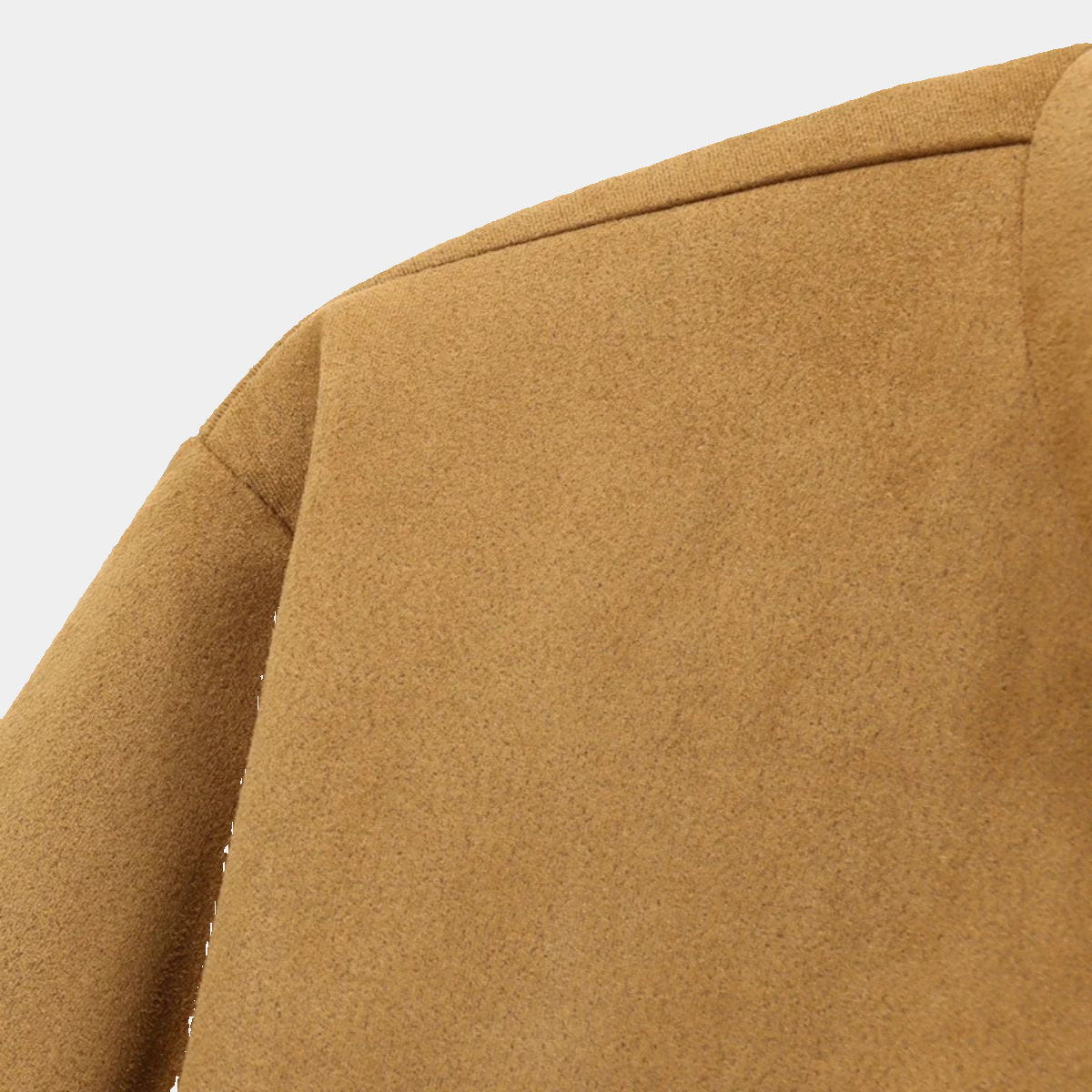 Casual Camel Suede Bomber Jacket with Zipper and Pockets for Women
