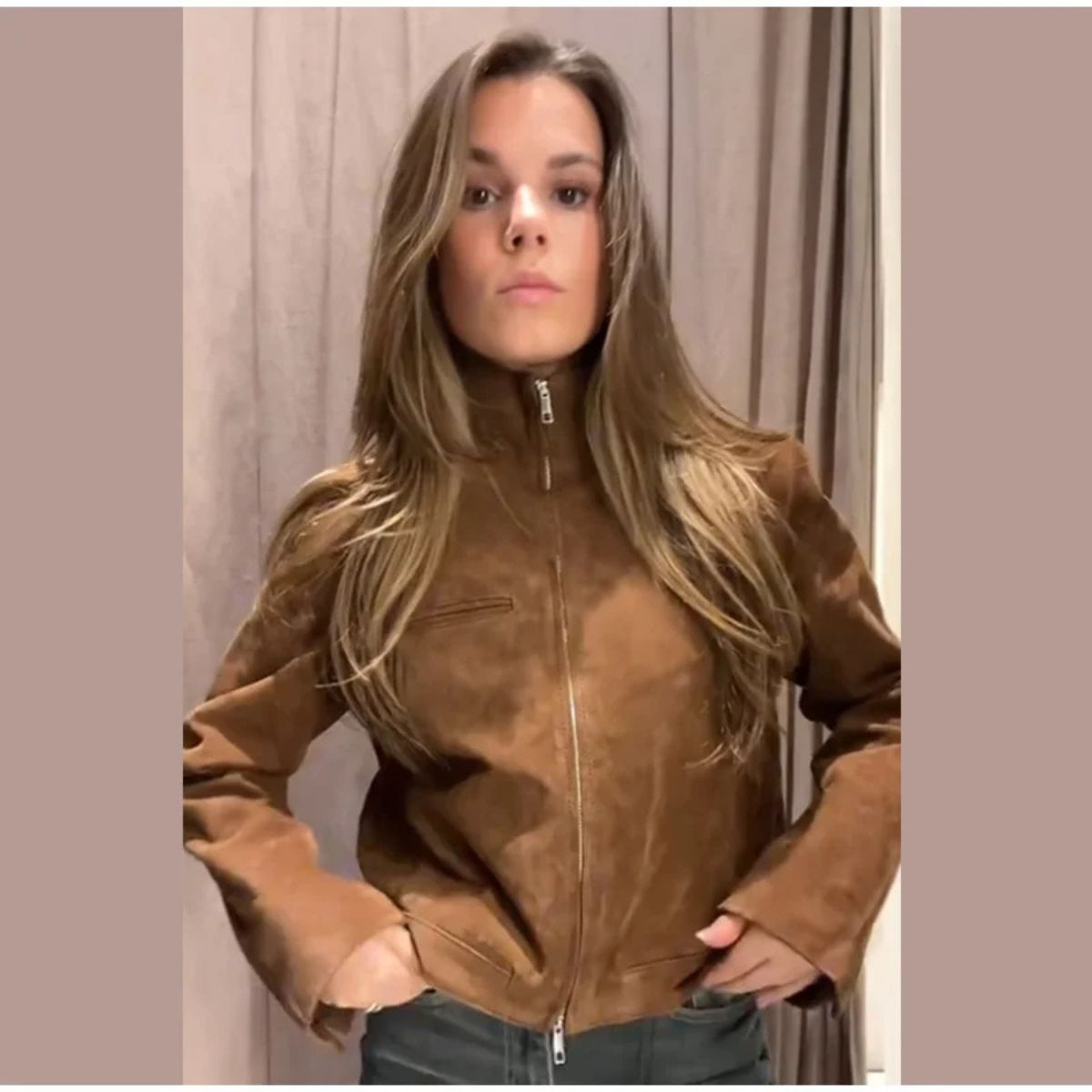 Oversized Suede Jacket – Casual Loose Fit Coat