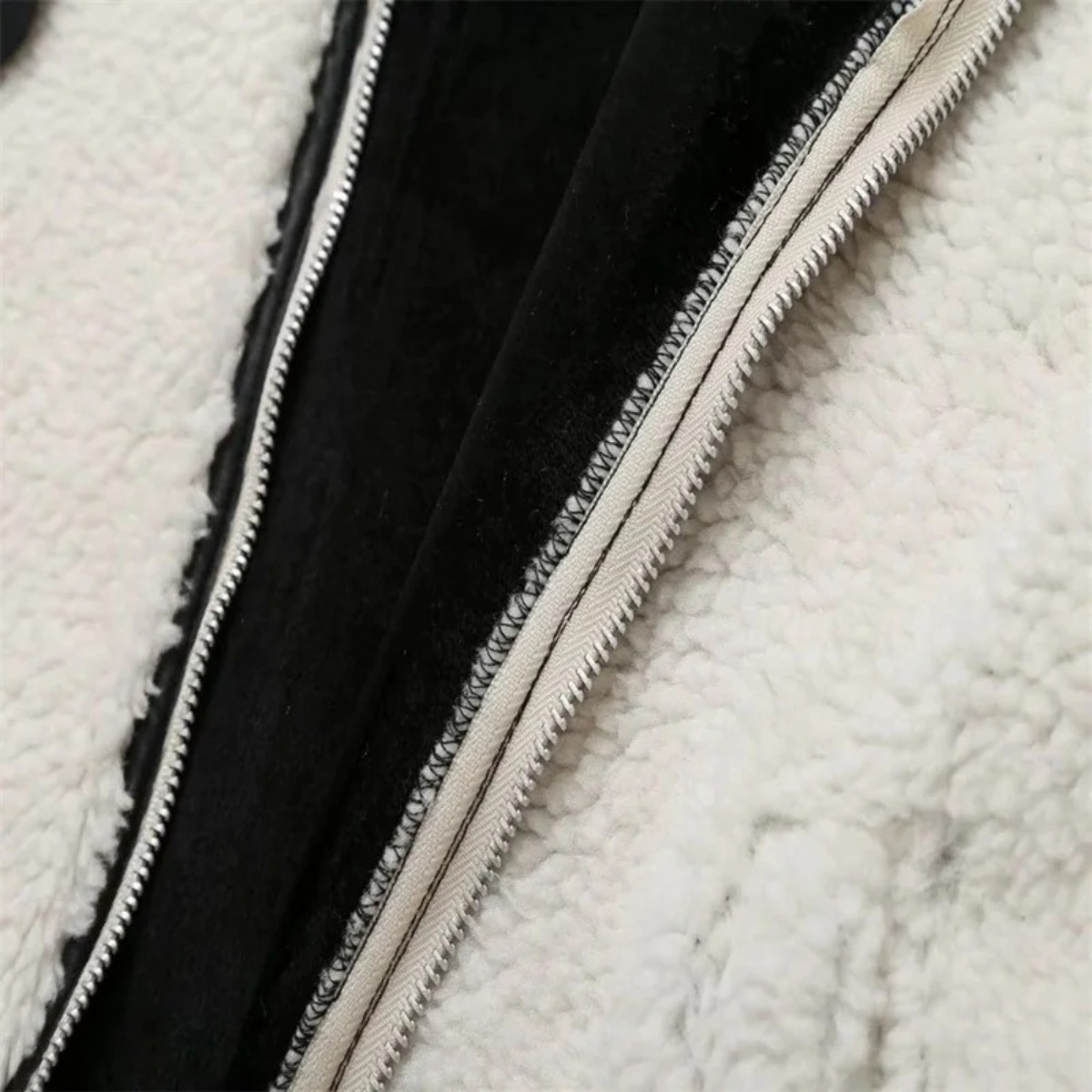 Street Luxe Teddy Jacket – White Sherpa with Contrast Trim
