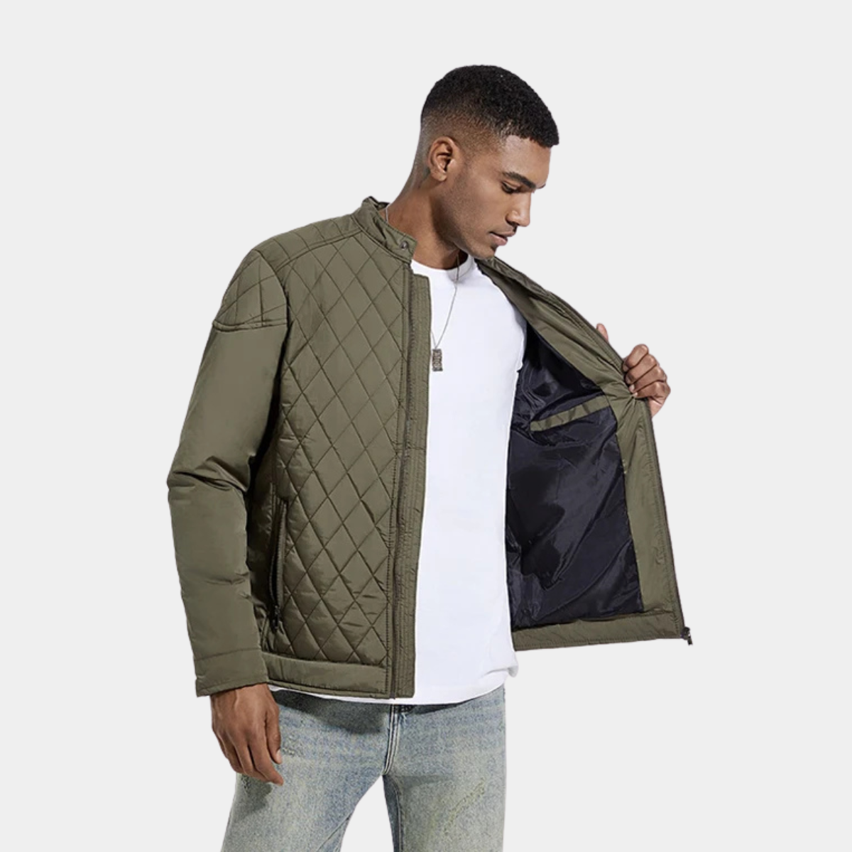 Men's Puffer Jacket – Lightweight Padded Zip-Up Coat with Pockets