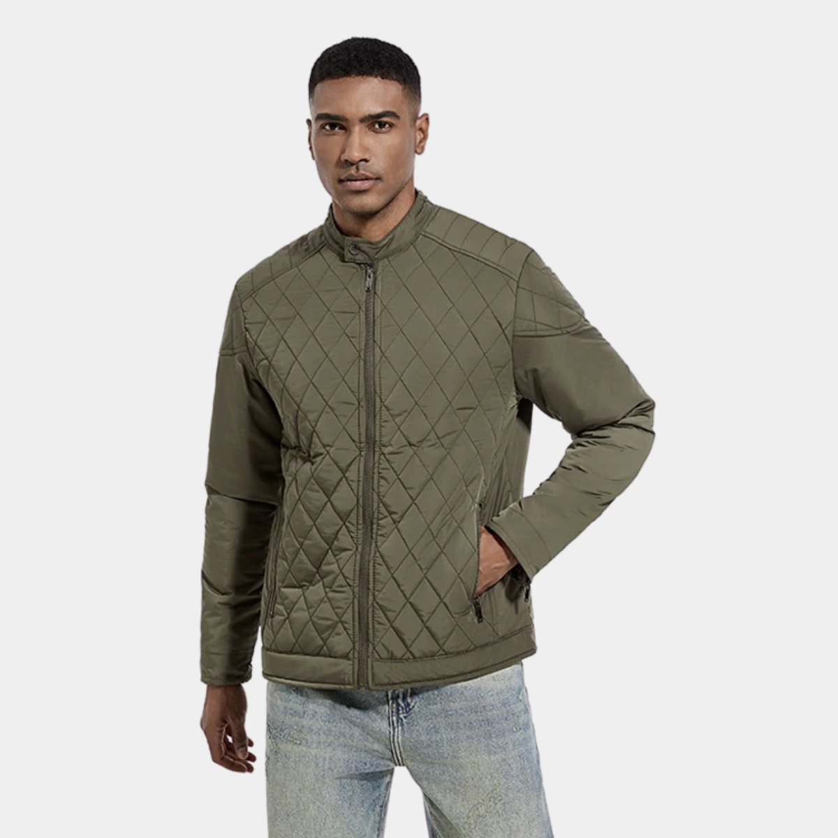 Men's Puffer Jacket – Lightweight Padded Zip-Up Coat with Pockets