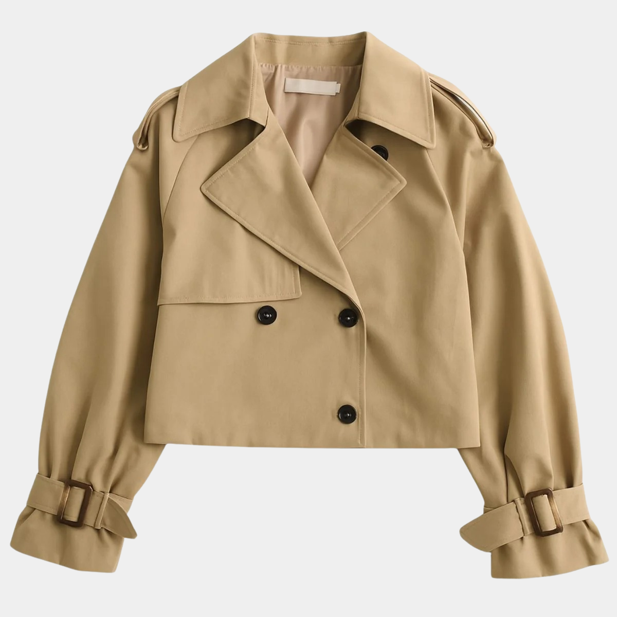 Women's Cropped Trench Coat – Short Double Breasted Jacket