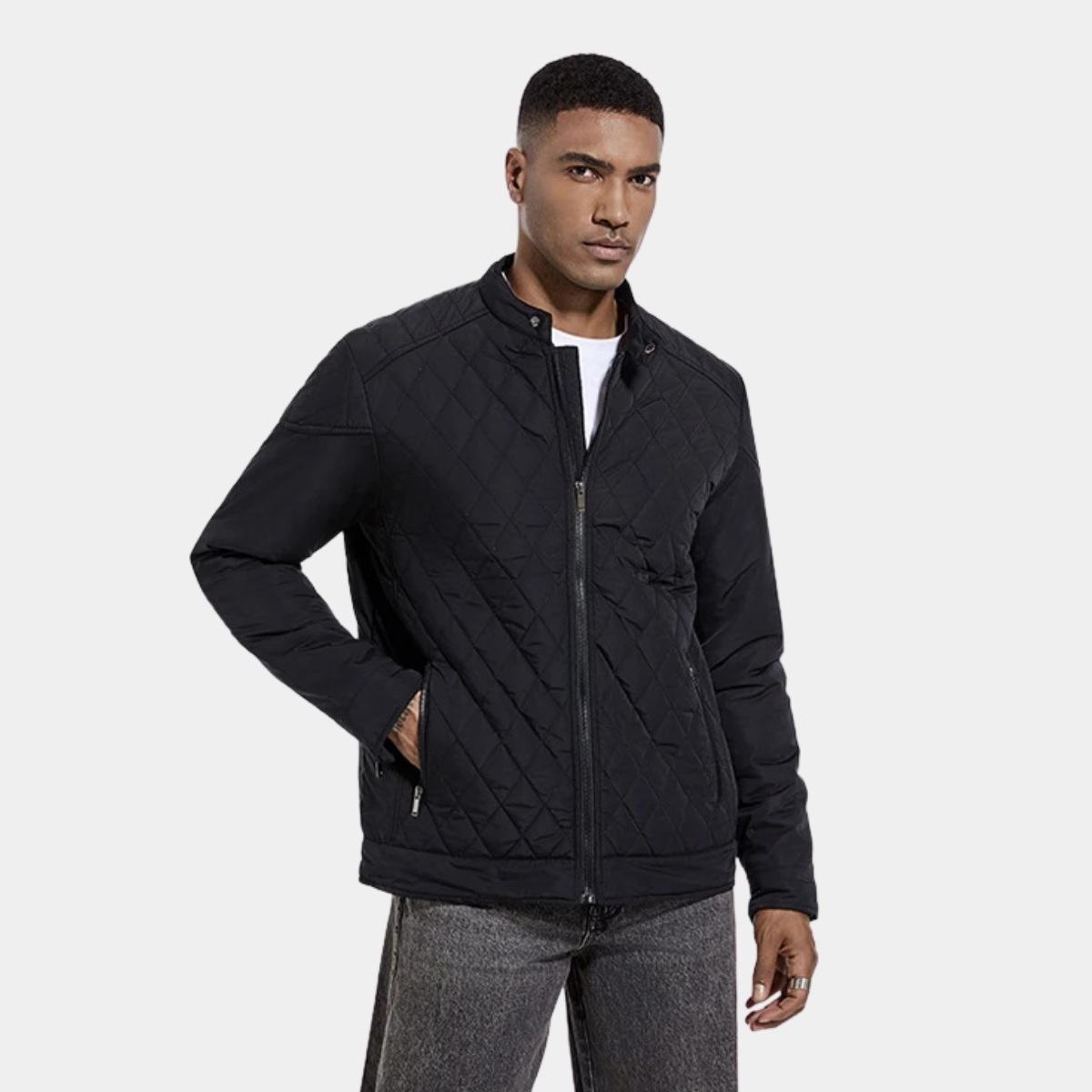 Men's Puffer Jacket – Lightweight Padded Zip-Up Coat with Pockets