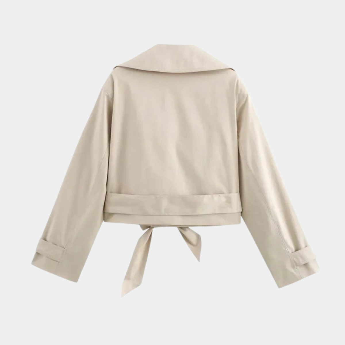 Women's Cropped Trench Coat – Short Double-Breasted Belted Jacket