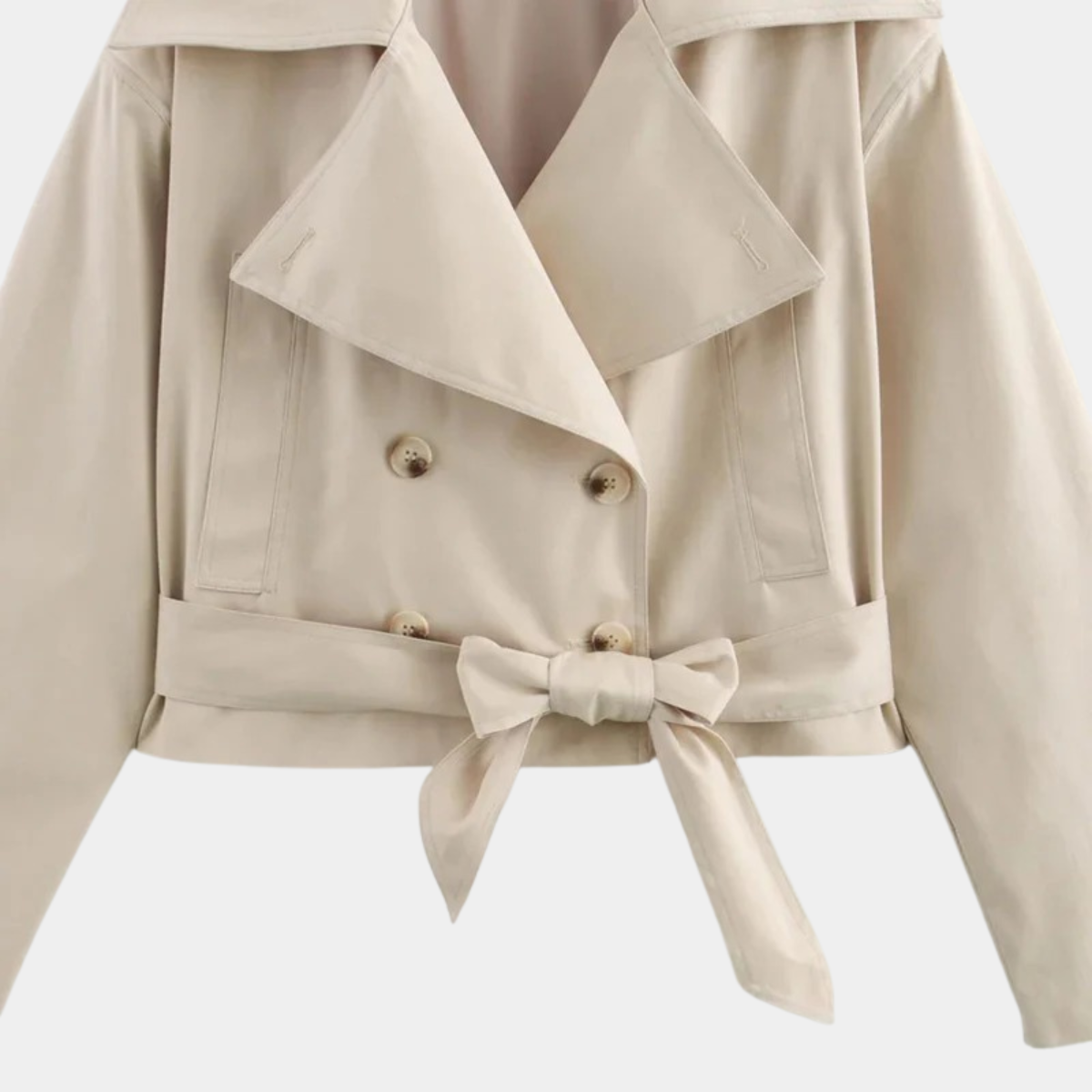 Women's Cropped Trench Coat – Short Double-Breasted Belted Jacket